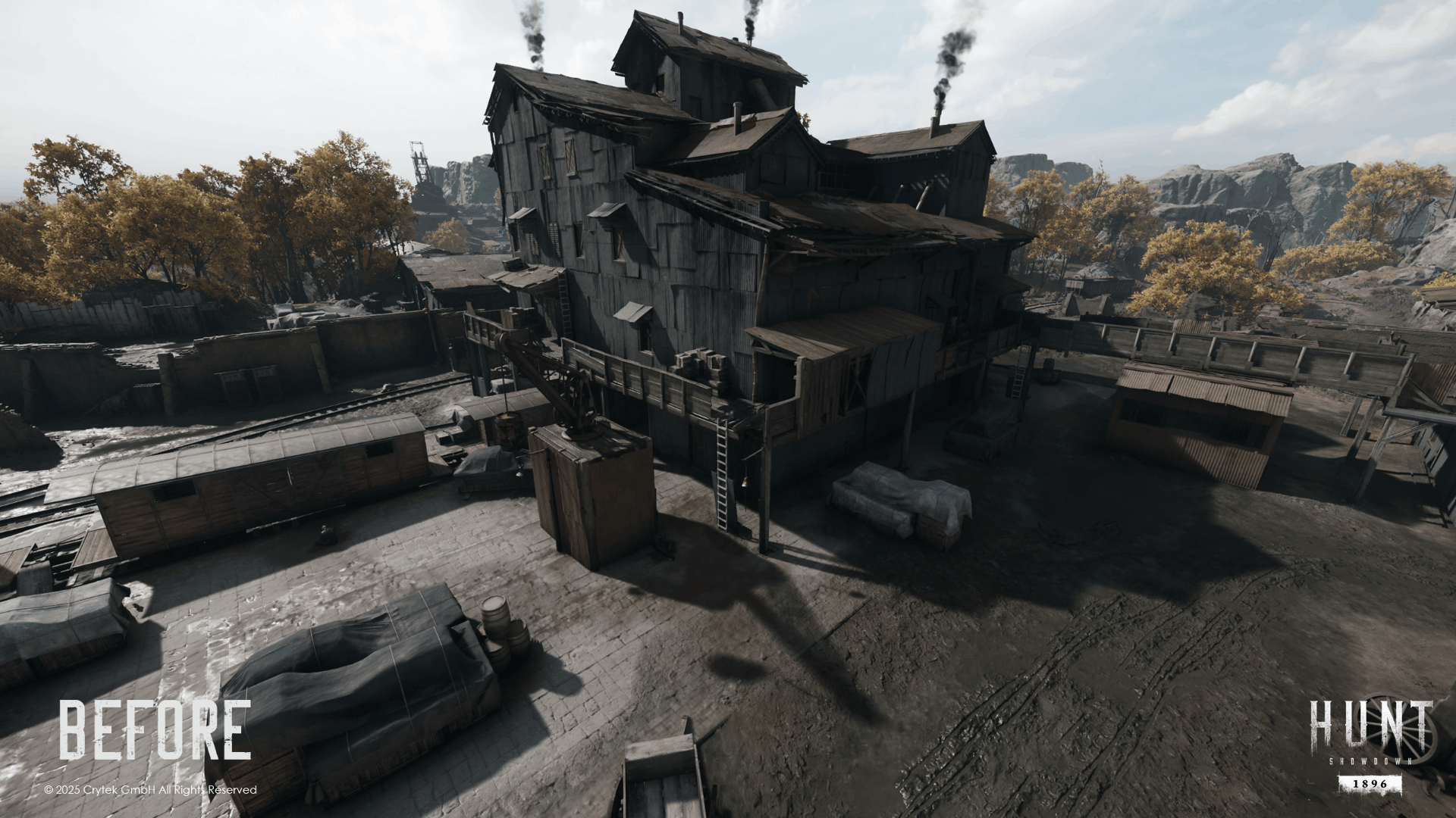 Another location that I worked on was the Stanley Coal Company compound. In this shot you can see the improved exterior catwalk and more opportunities to change positions around it.