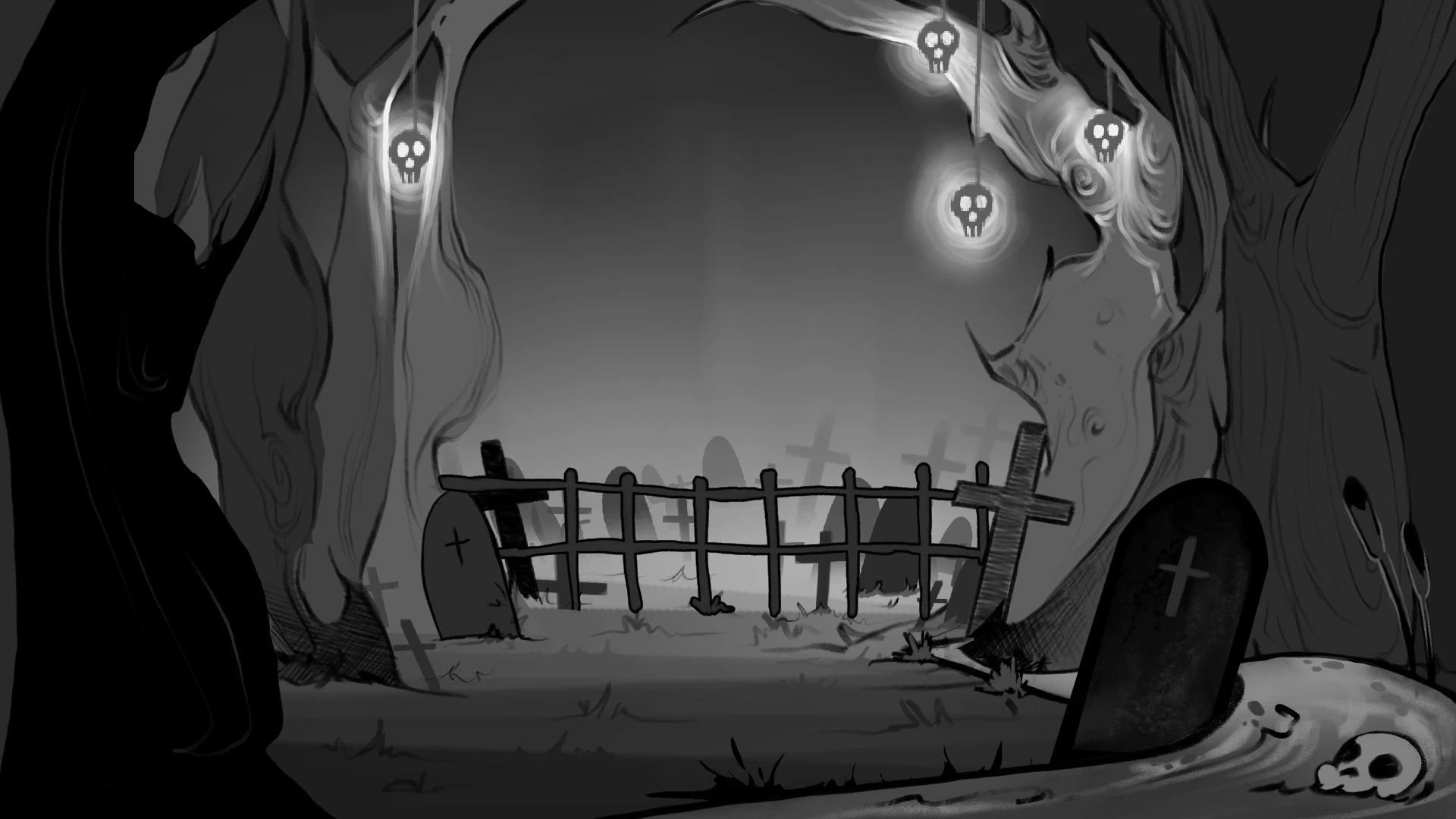Final graveyard layout (with lighting design)