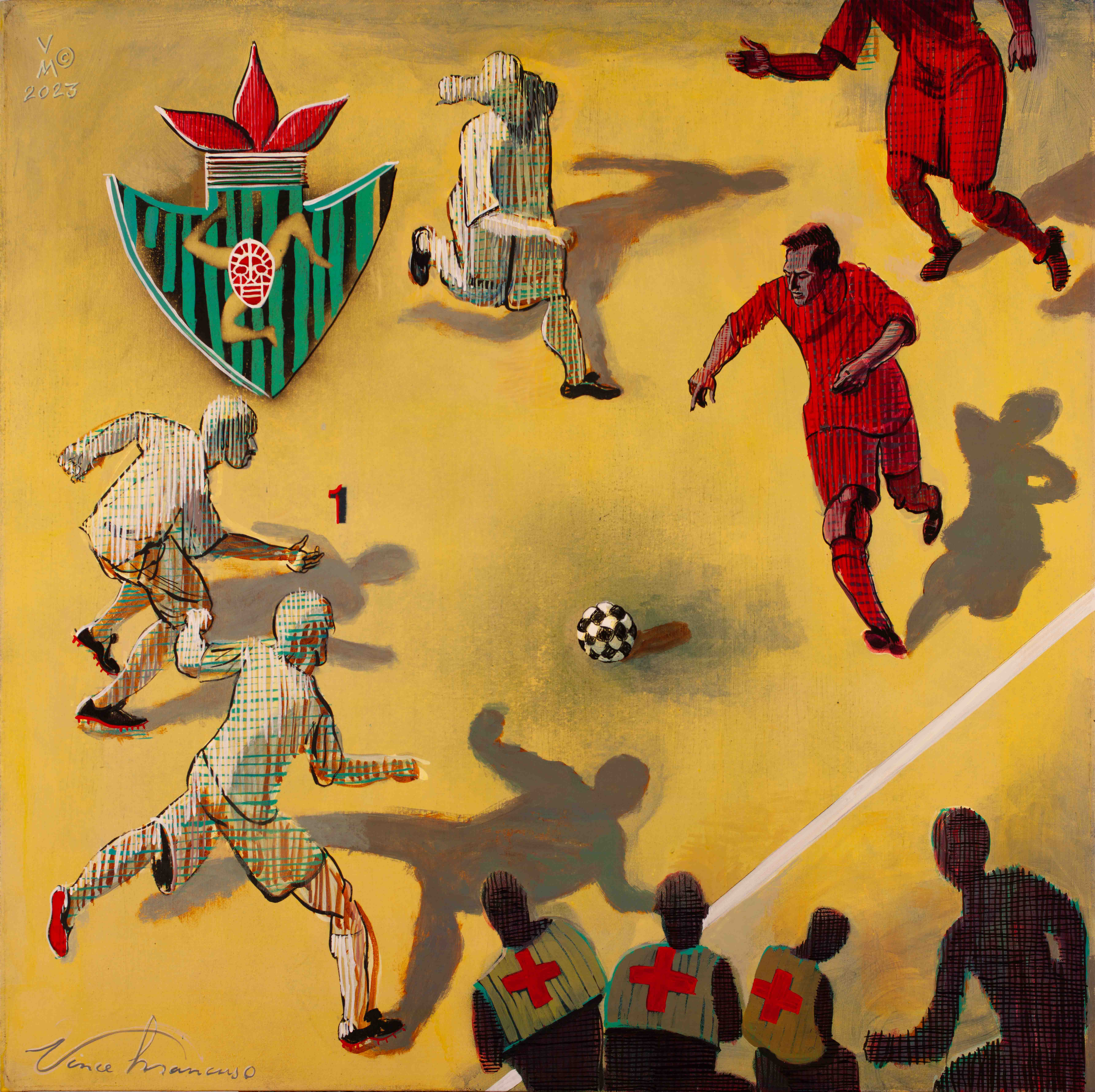 2024, CALCIO, 36x36 inches, acrylic on canvas.