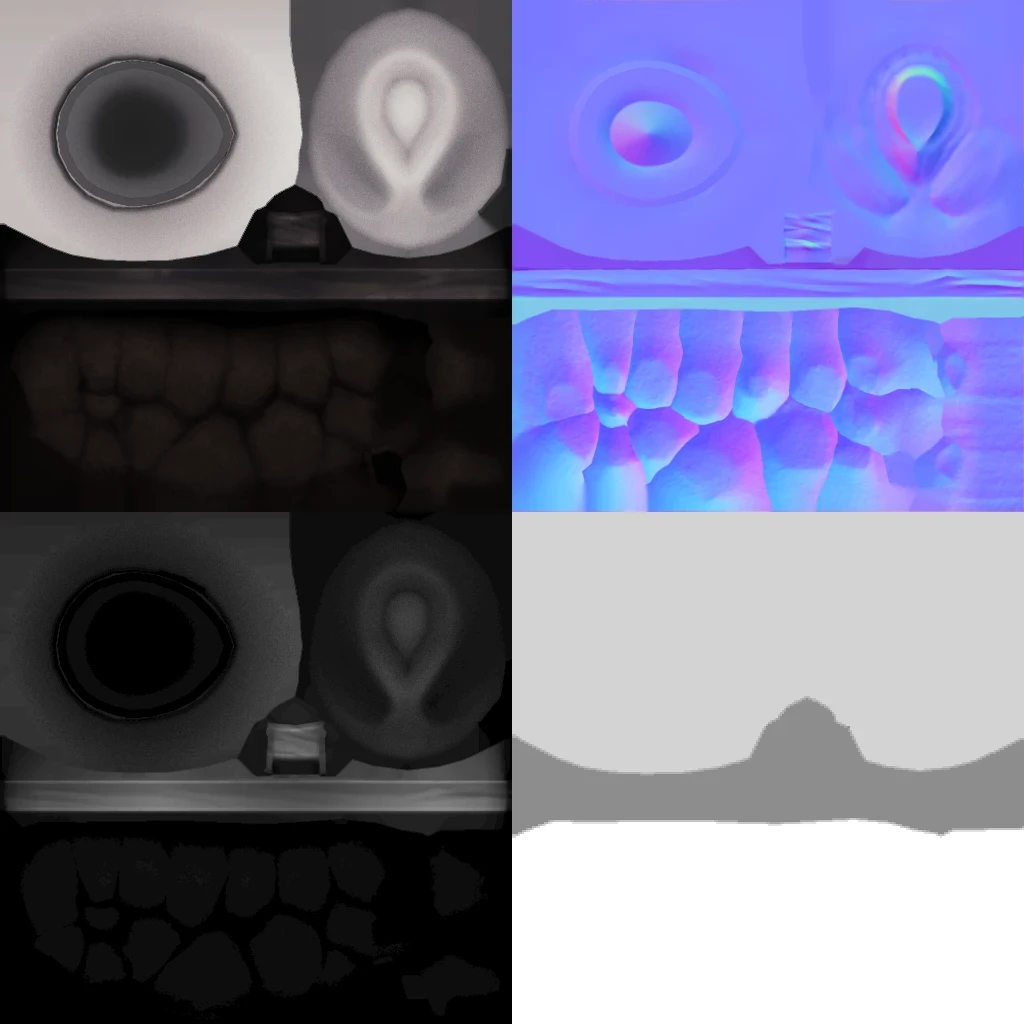 Textures for the head item - 512 x 512; diffuse, normal, specular, and rimlight mask