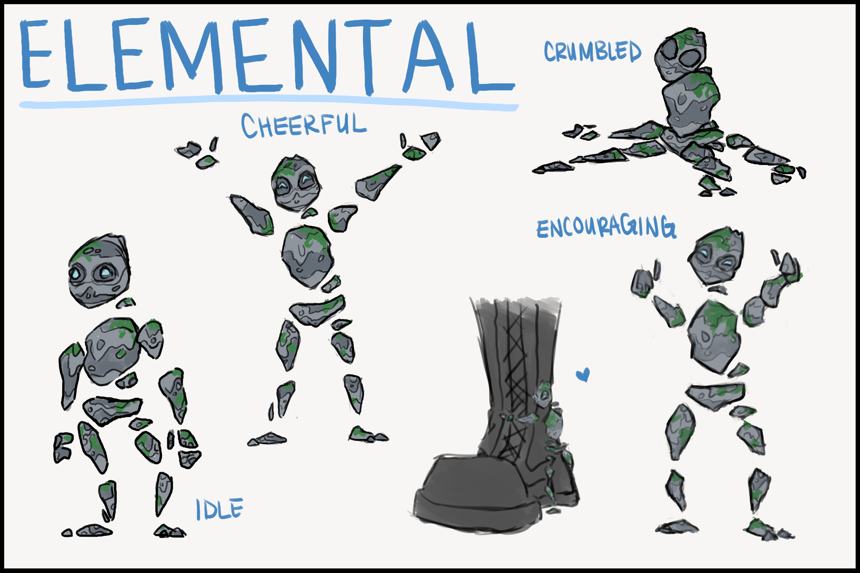 Concept art for elemental character.