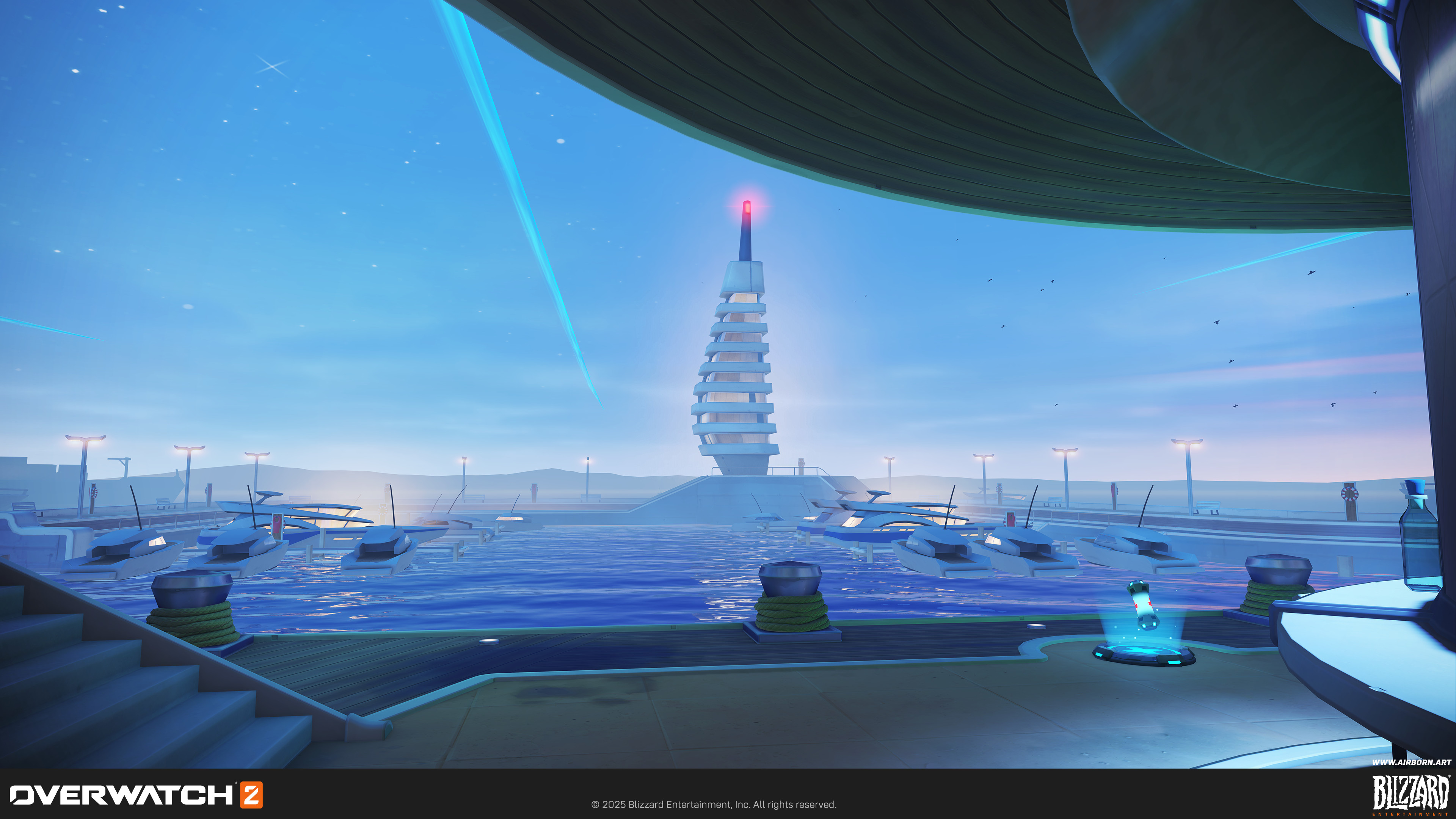 Refined the Marina backdrop with lamp poles and glow cards, as well as optimization.