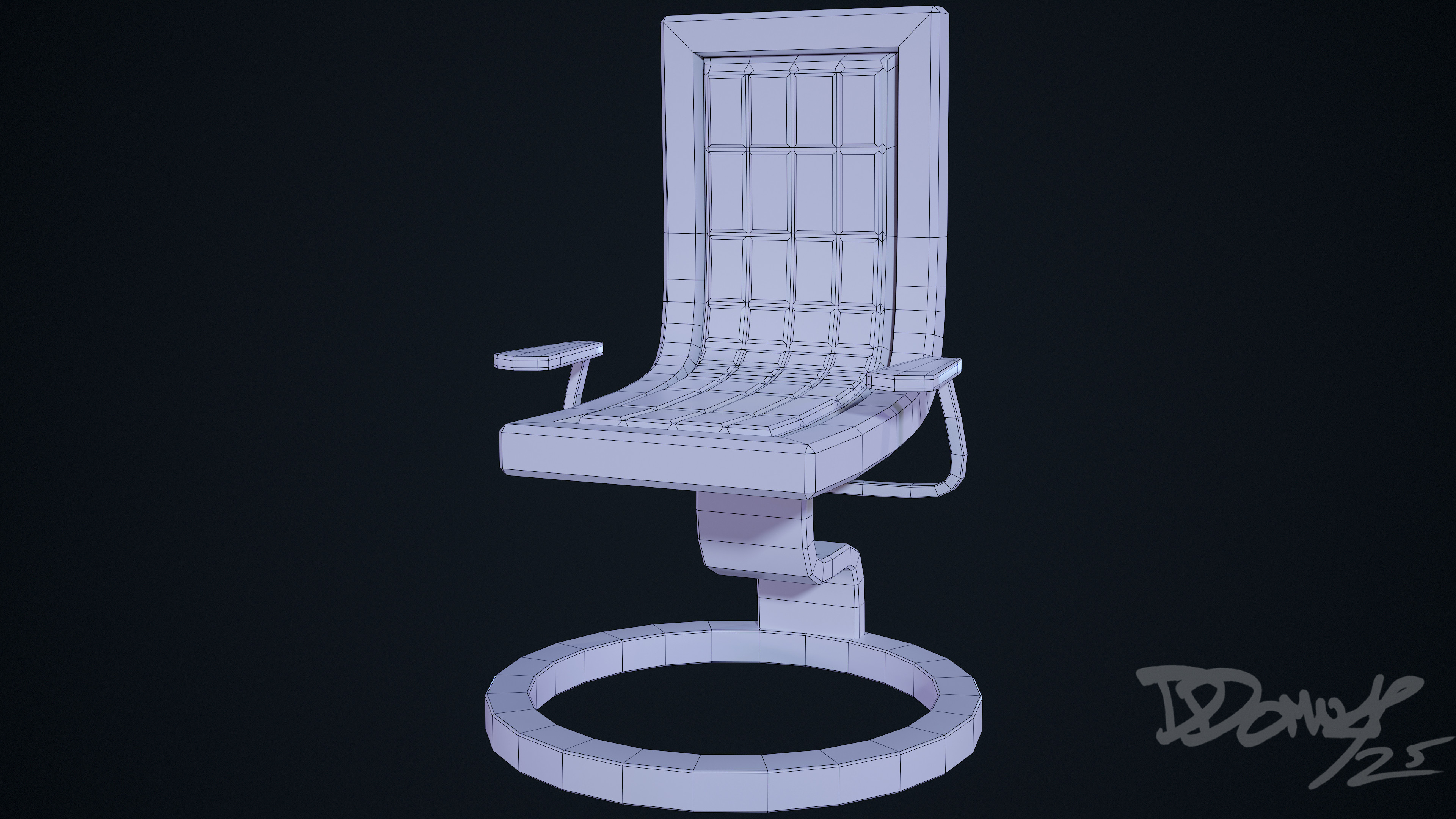 Wireframe front view render - 2332 triangle version