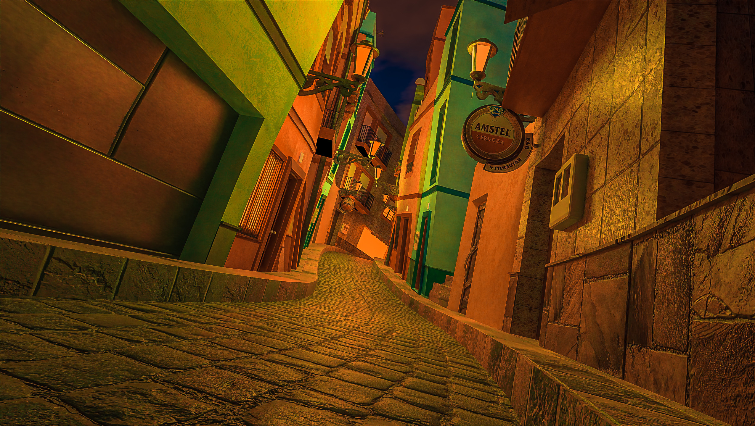 Cinematic shot from the street.