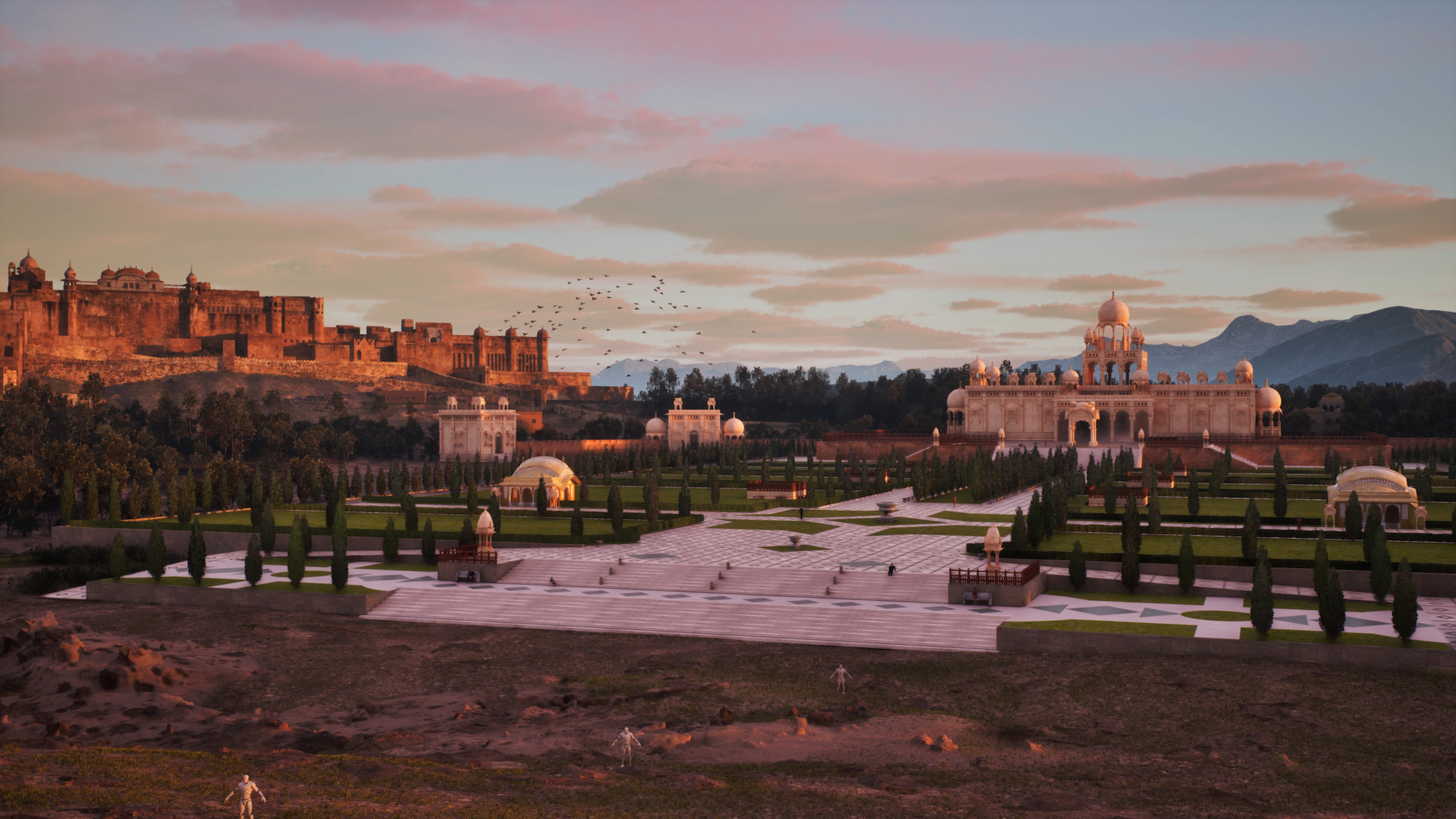 An alternate test version of the Jaipur inspired scene with no water. I worked on layout and building texturing