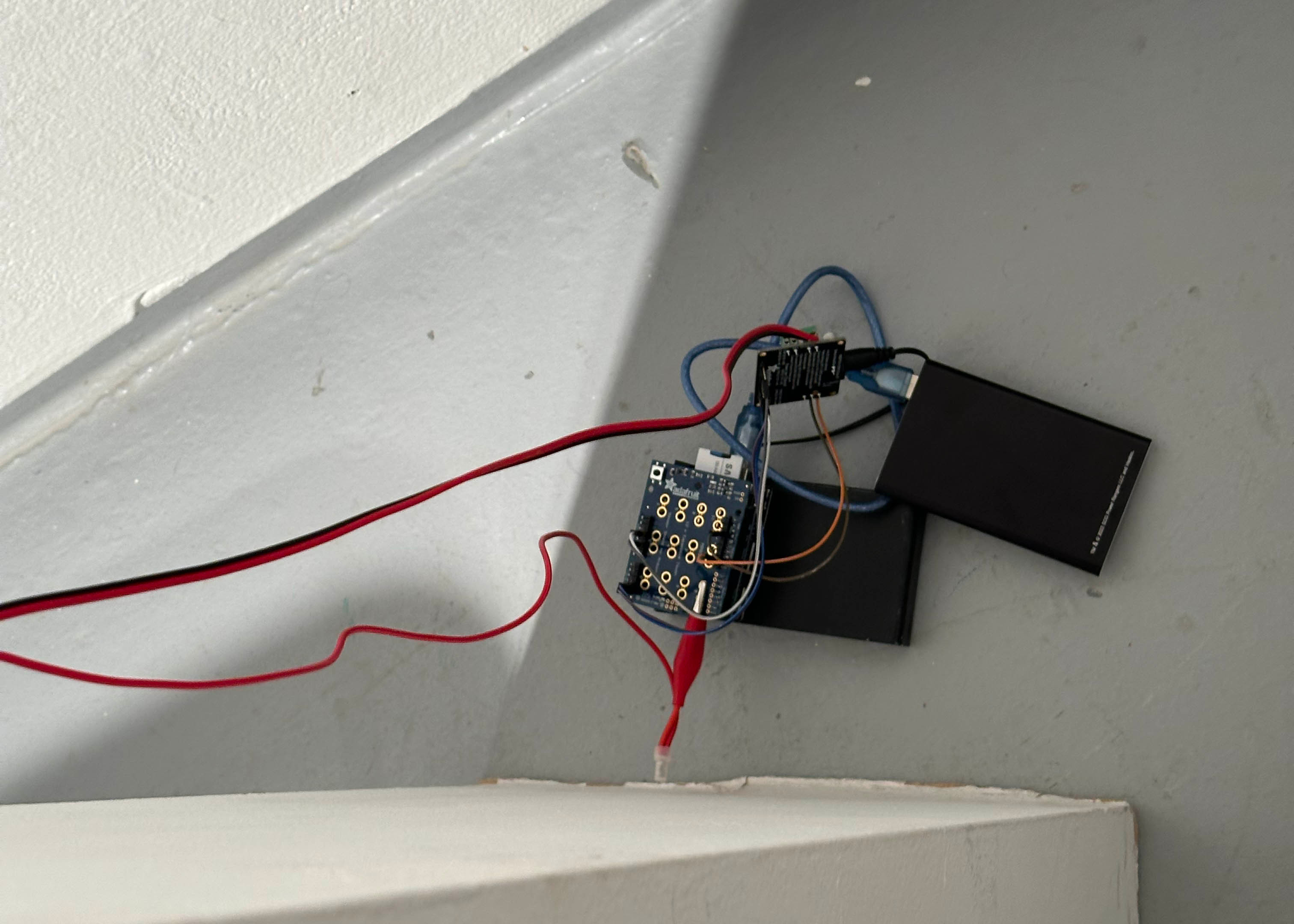 My crude electronics setup. I need to make a wooden base for everything to sit in underneath the cloud. 