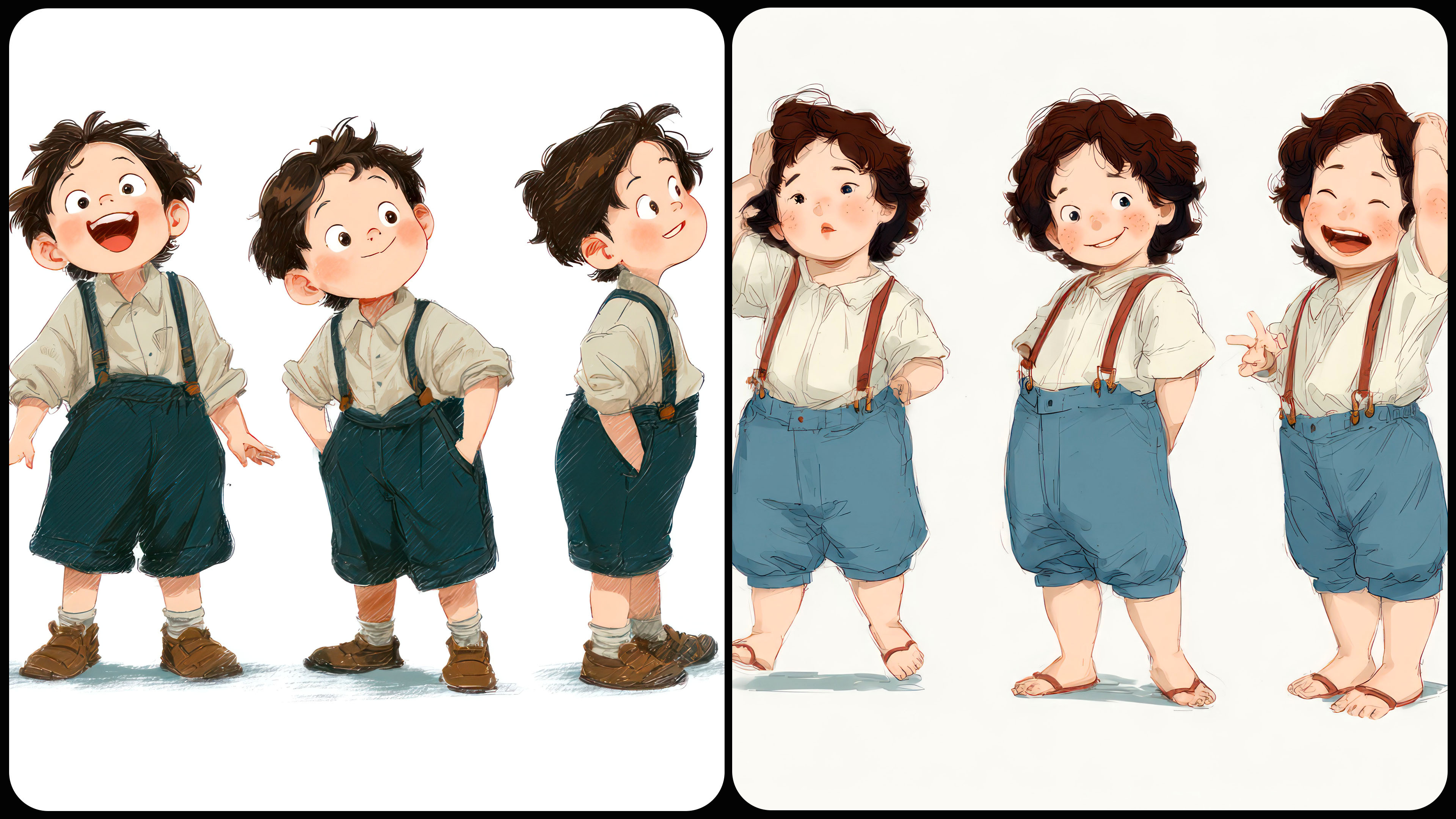 220 Boy Model Sheet - Cartoon Character Reference Image Pack v.326 |4K|