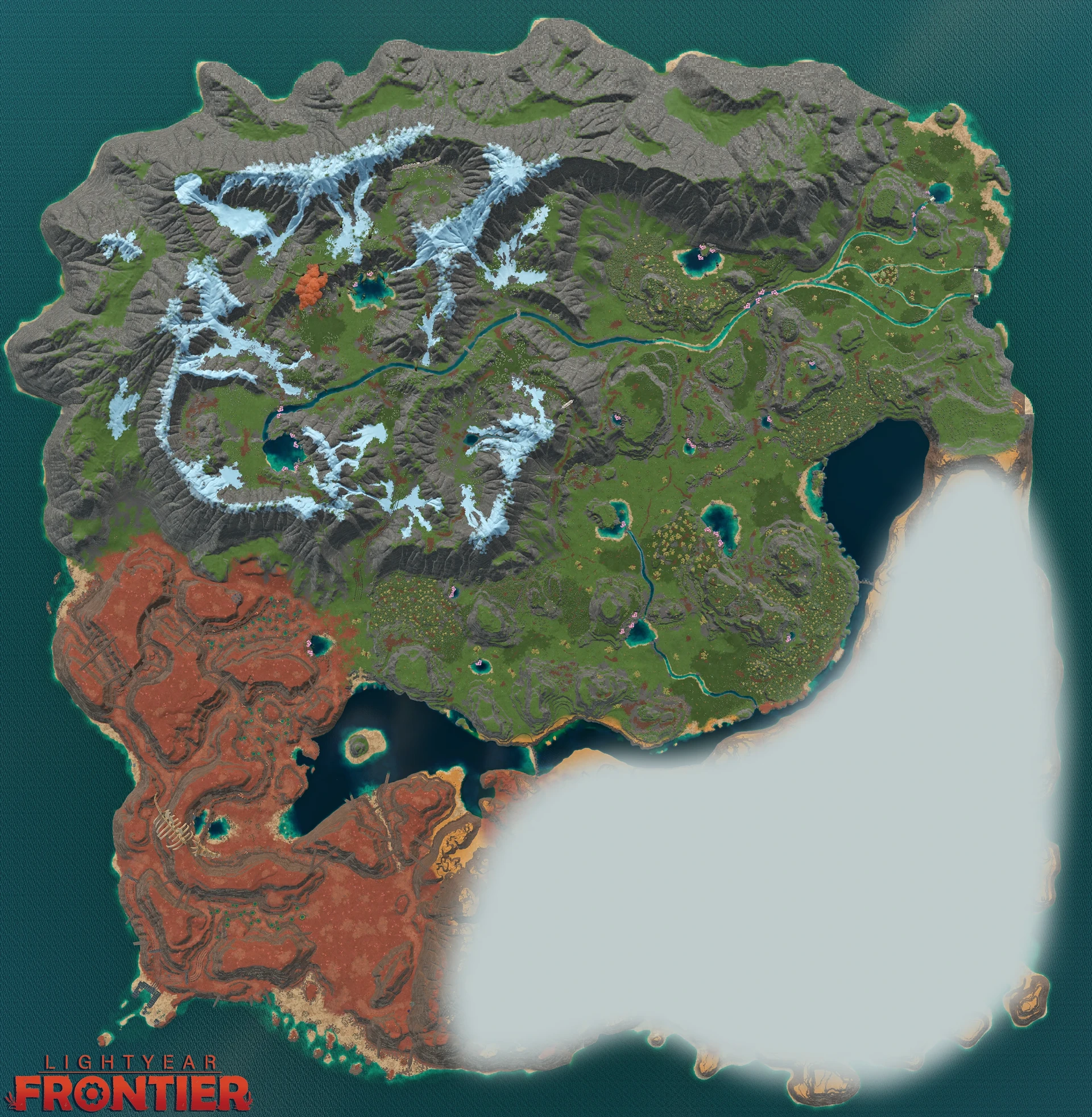 Overview of the map released in Early Access for Lightyear Frontier, which I took part in creating.