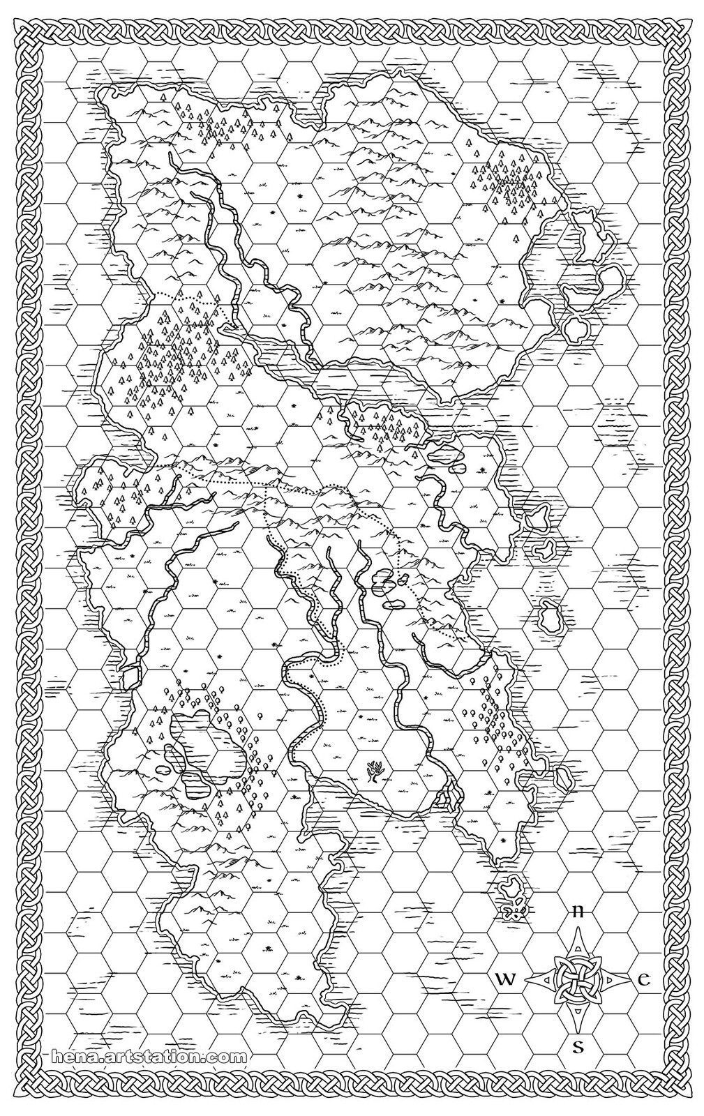 Map with overlaid hex grid