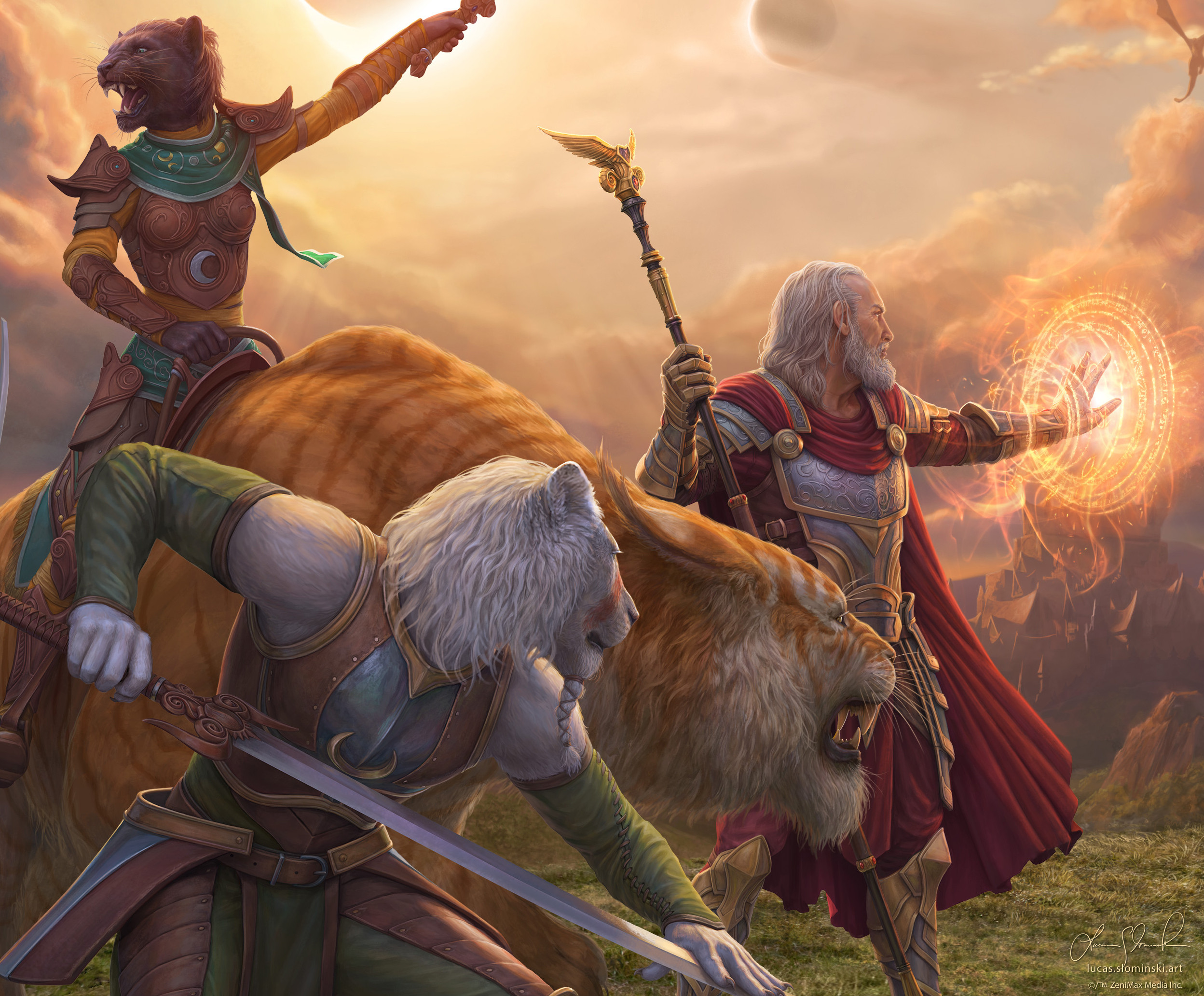 Detail: Khamira, Gharesh-ri, and Abnur Tharn prepare for combat.