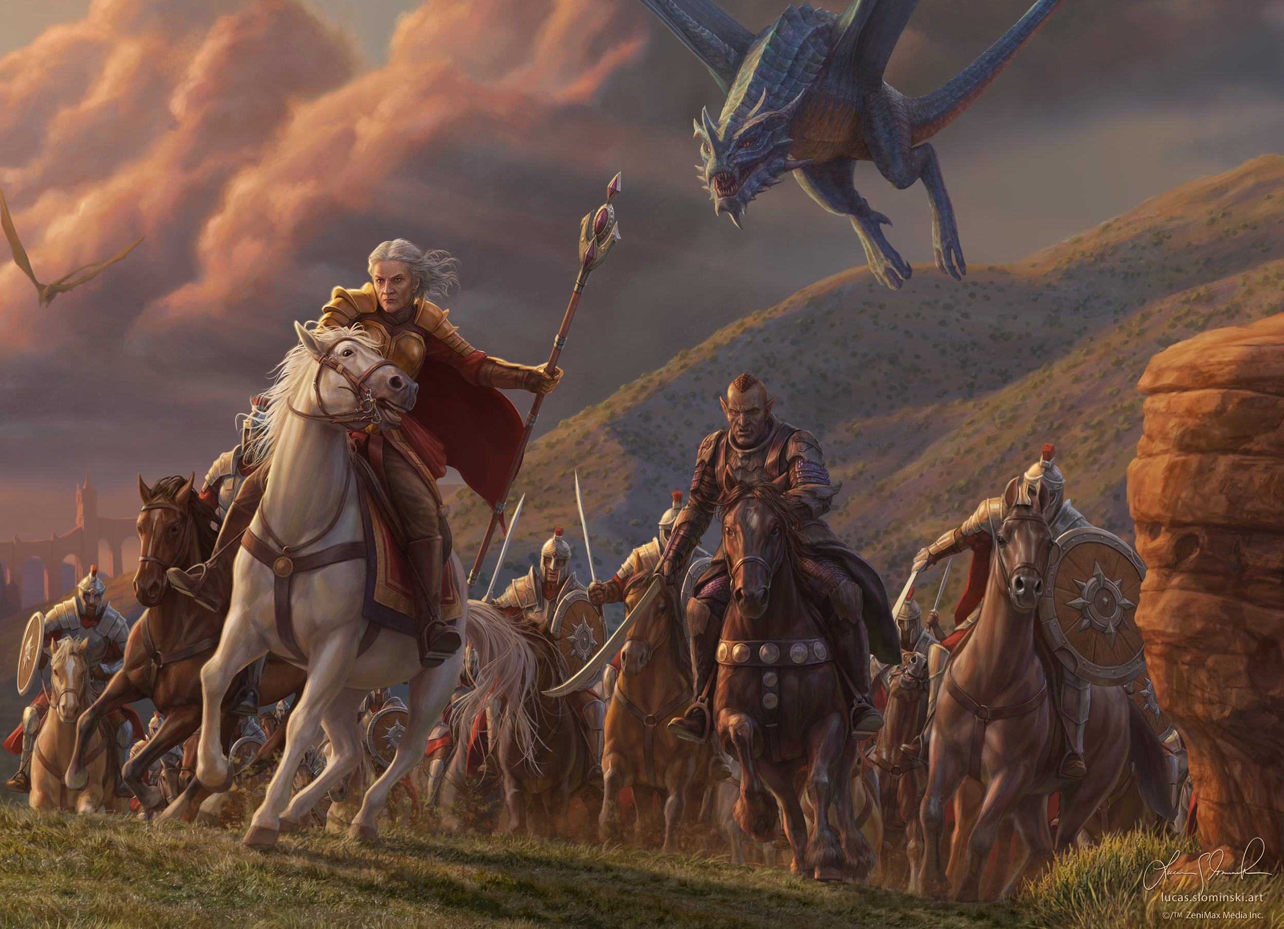 Detail: Euraxia Tharn rides at the head of her cavalry.
