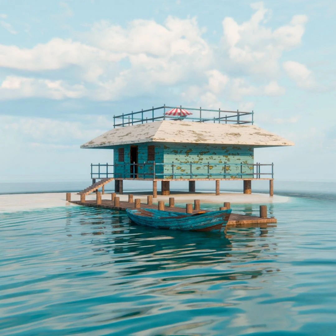 3D Blender Project – Tropical Beach House &amp; Ocean View