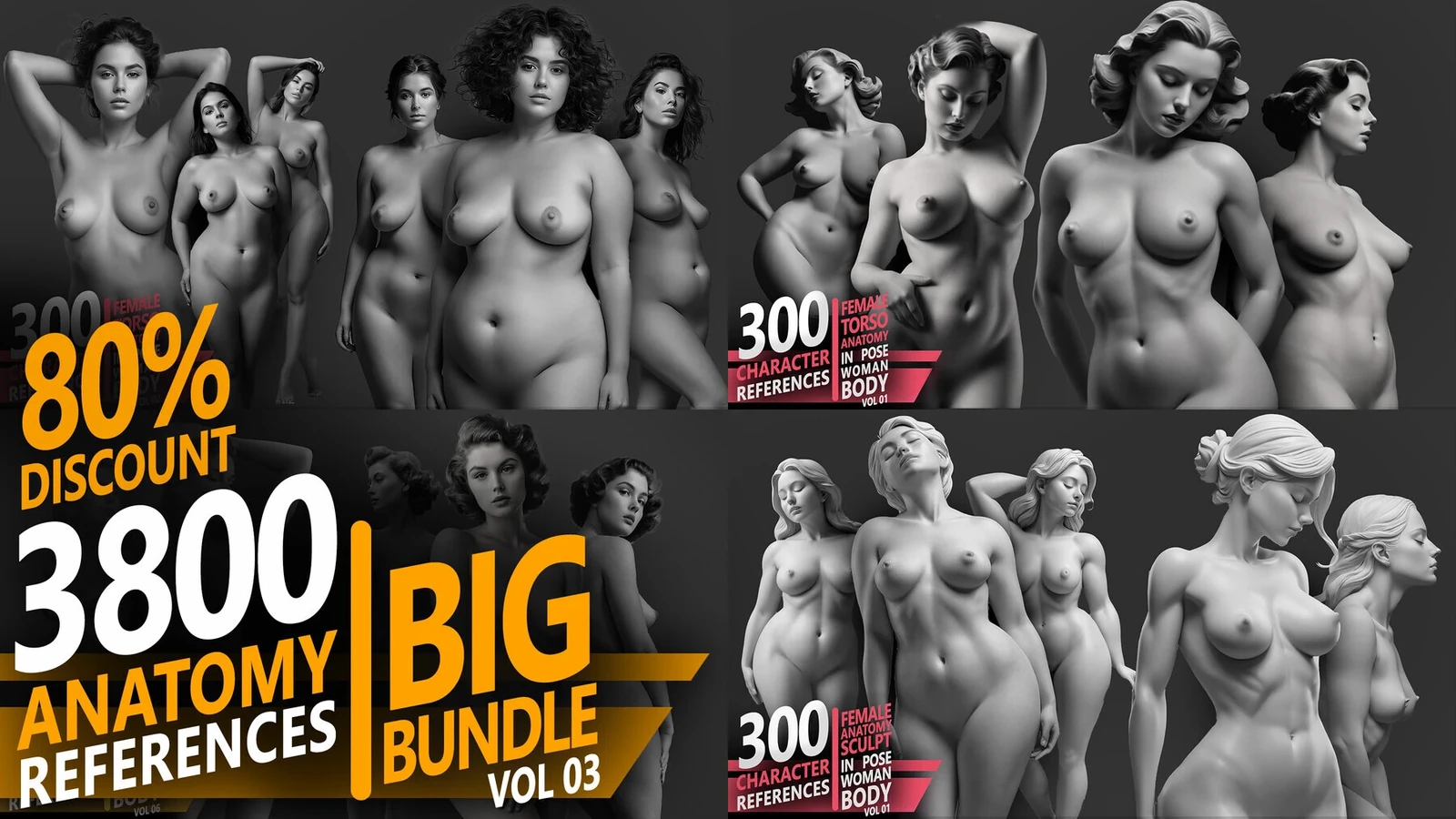 3800 Female Anatomy &amp; Body pose Big Boundle-VOL03 ( 80% Fall sale OFF )
https://www.artstation.com/a/50206292