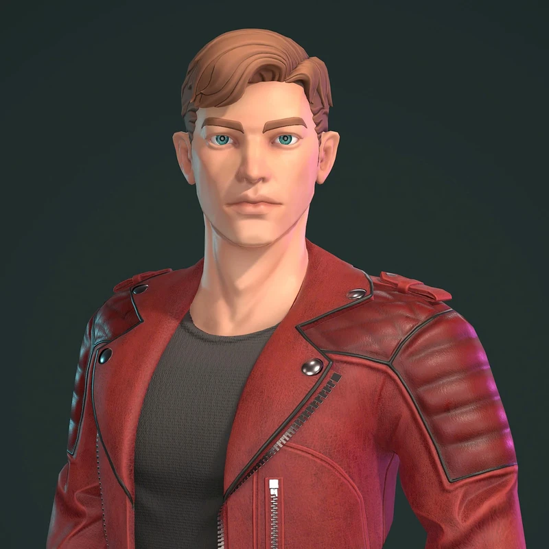 Stylized Male Character – Red Jacket