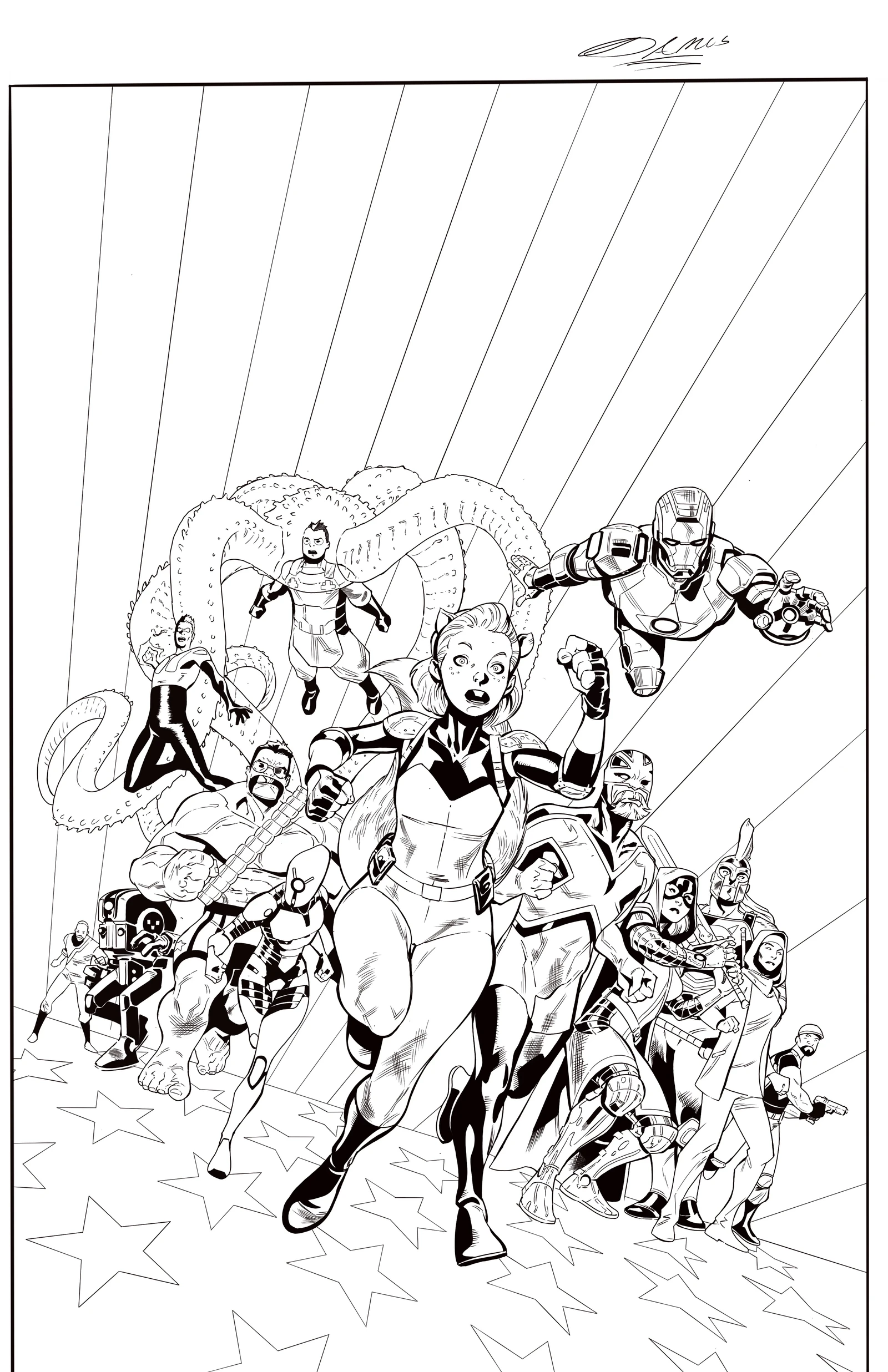 US Avengers cover sample inks