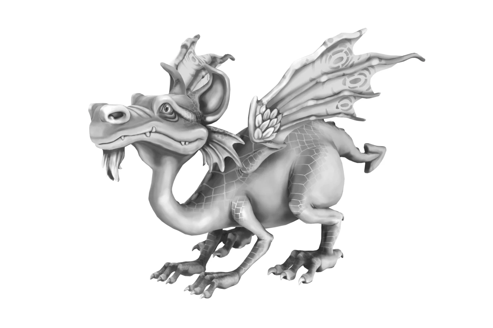 I painted the base model in greyscale before applying paint through color layers. 
