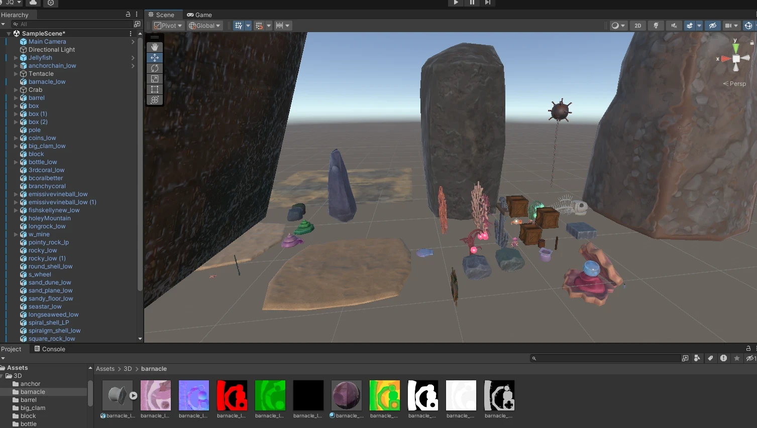 multiple assets in the game view