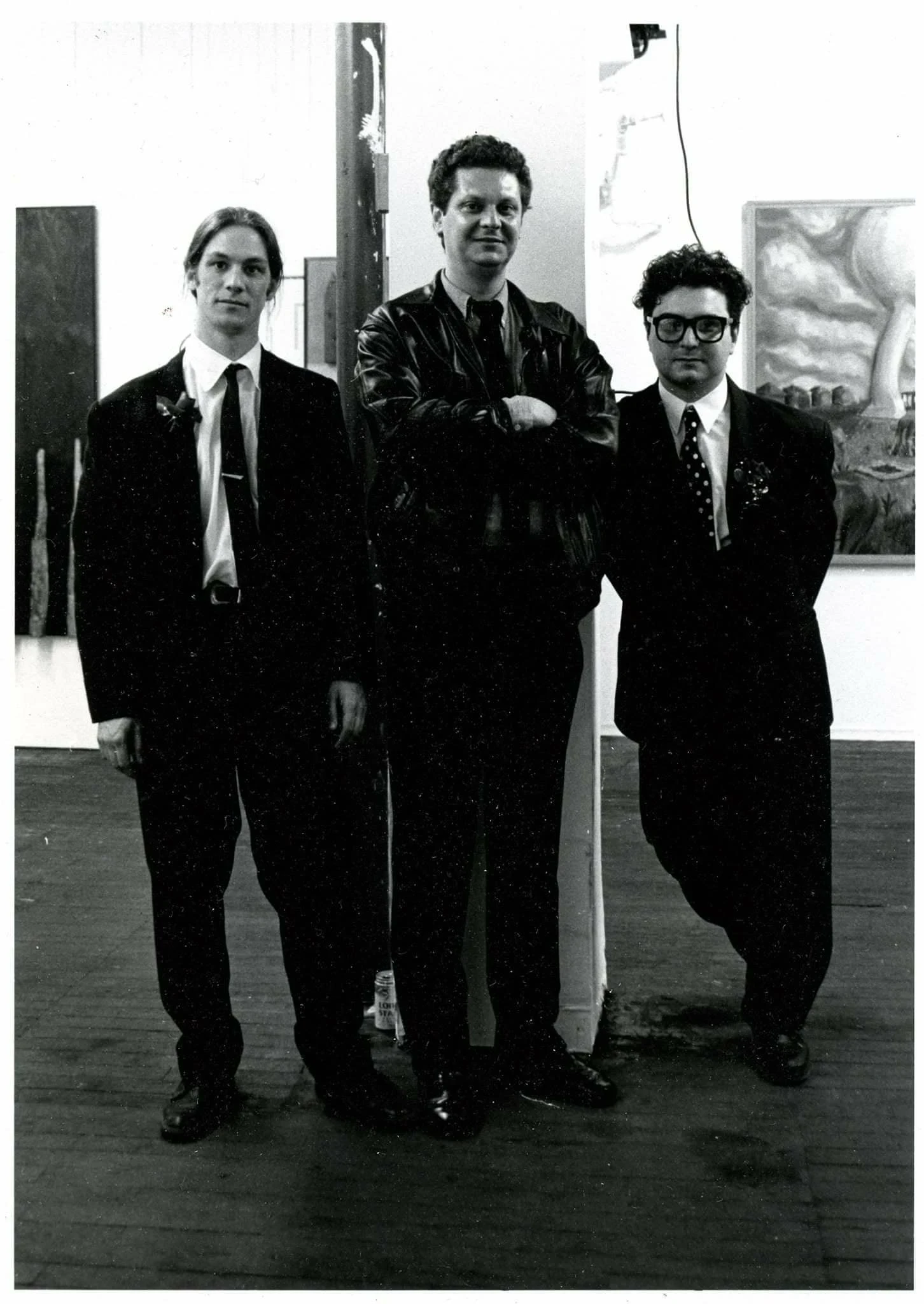 1990, first EVENT art exhibition is held at 58 Wade ave, Toronto. A legendary art studio building for Toronto artists. Founders of EVENT, from left to right Mike Hansen, Brian Saby and Vince Mancuso. 