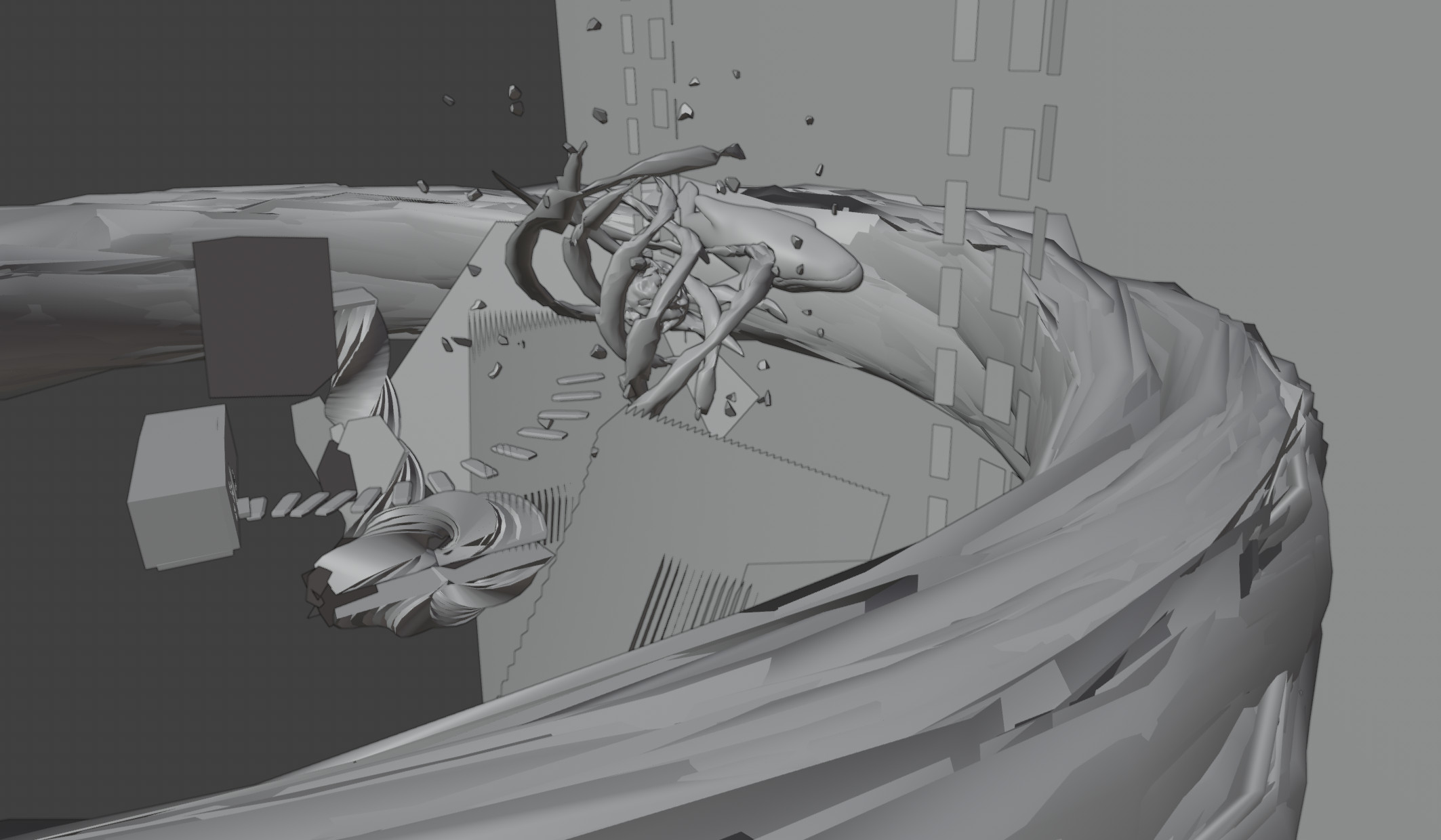 The clouds for the second 3D environment was done using shading nodes along with an array modifier!