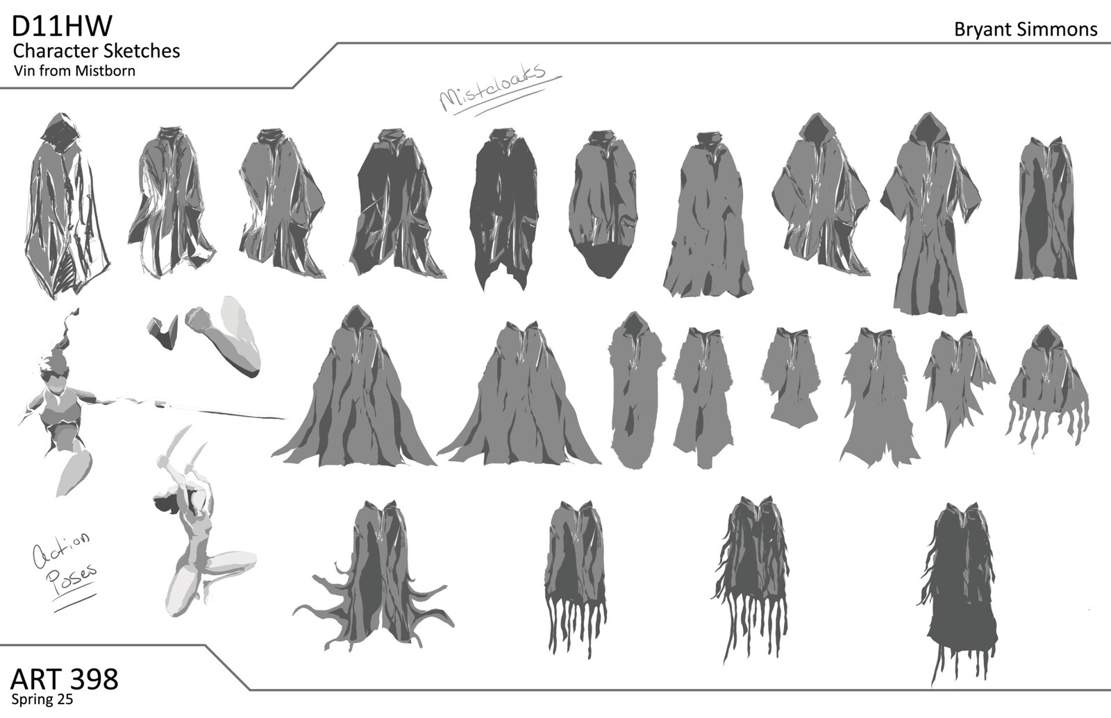 Silhouettes &amp; sketches, vin from mistborn, photoshop