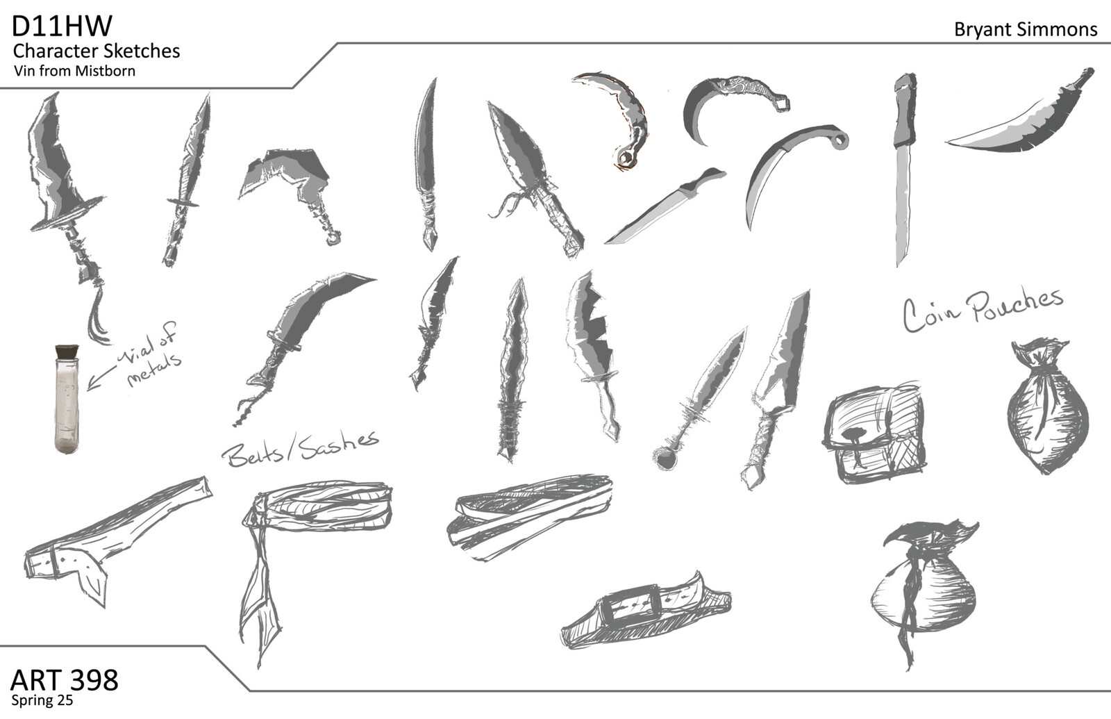 Silhouettes &amp; sketches, vin from mistborn, photoshop