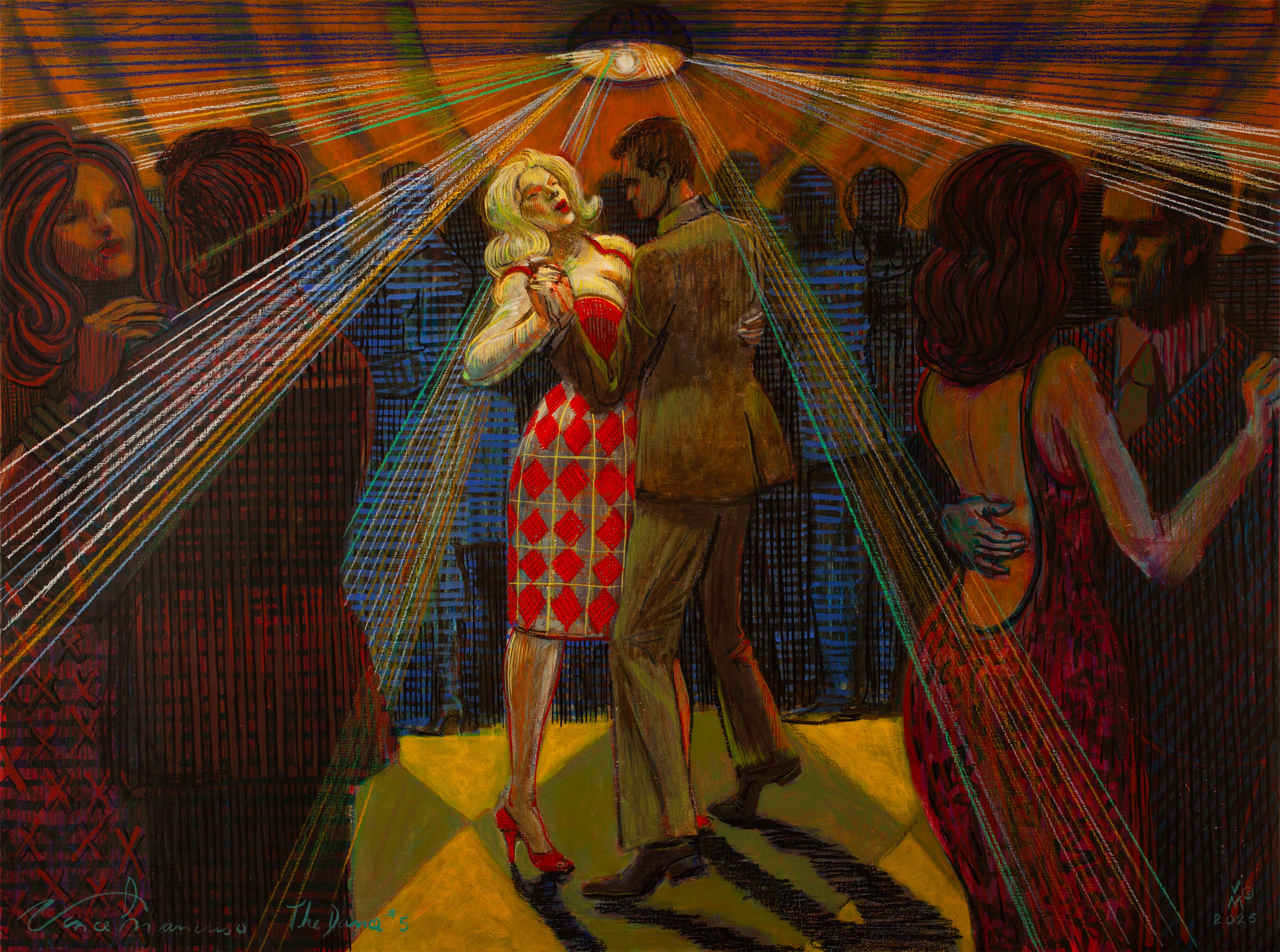 2025, THE DANCE painting #5, 30 x 40 inches, acrylic on panels