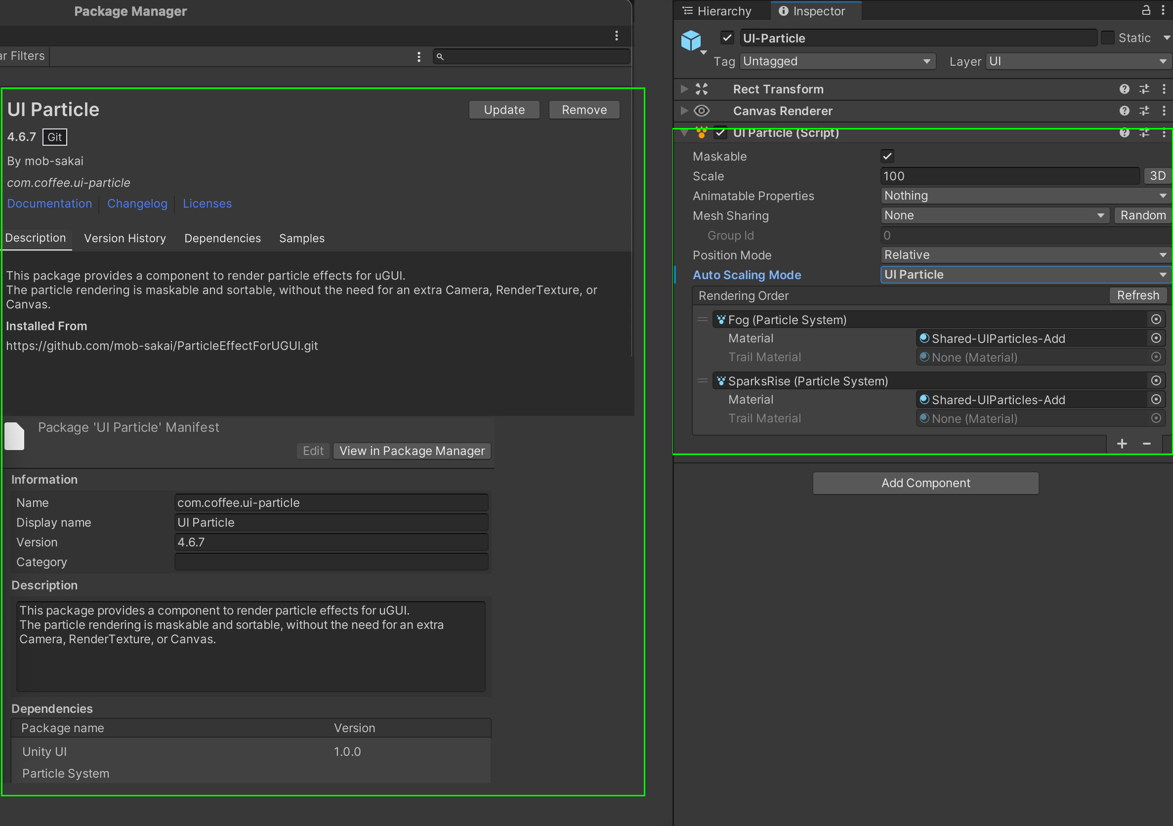 Using the open source mob-sakai: ParticleEffectForUGUI script to enable 3D particle sorting with UI layers.