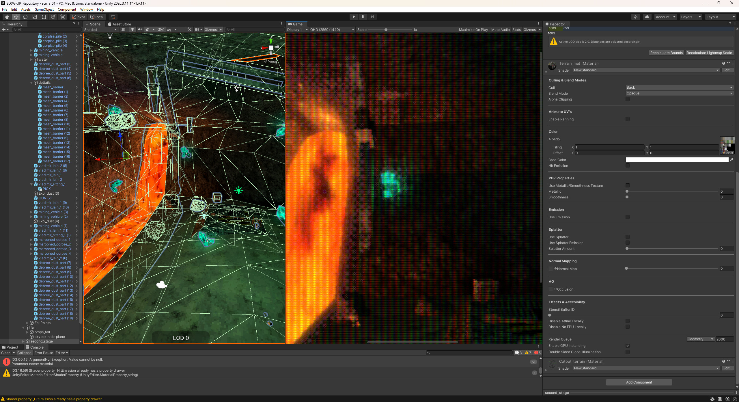 The über shader from Blow-Up features access to writing to the stencil buffer, control over the retro effects, splatter effects (used for the blood on weapons) and simple panning effects. It features a custom material editor to make it less convoluted.
