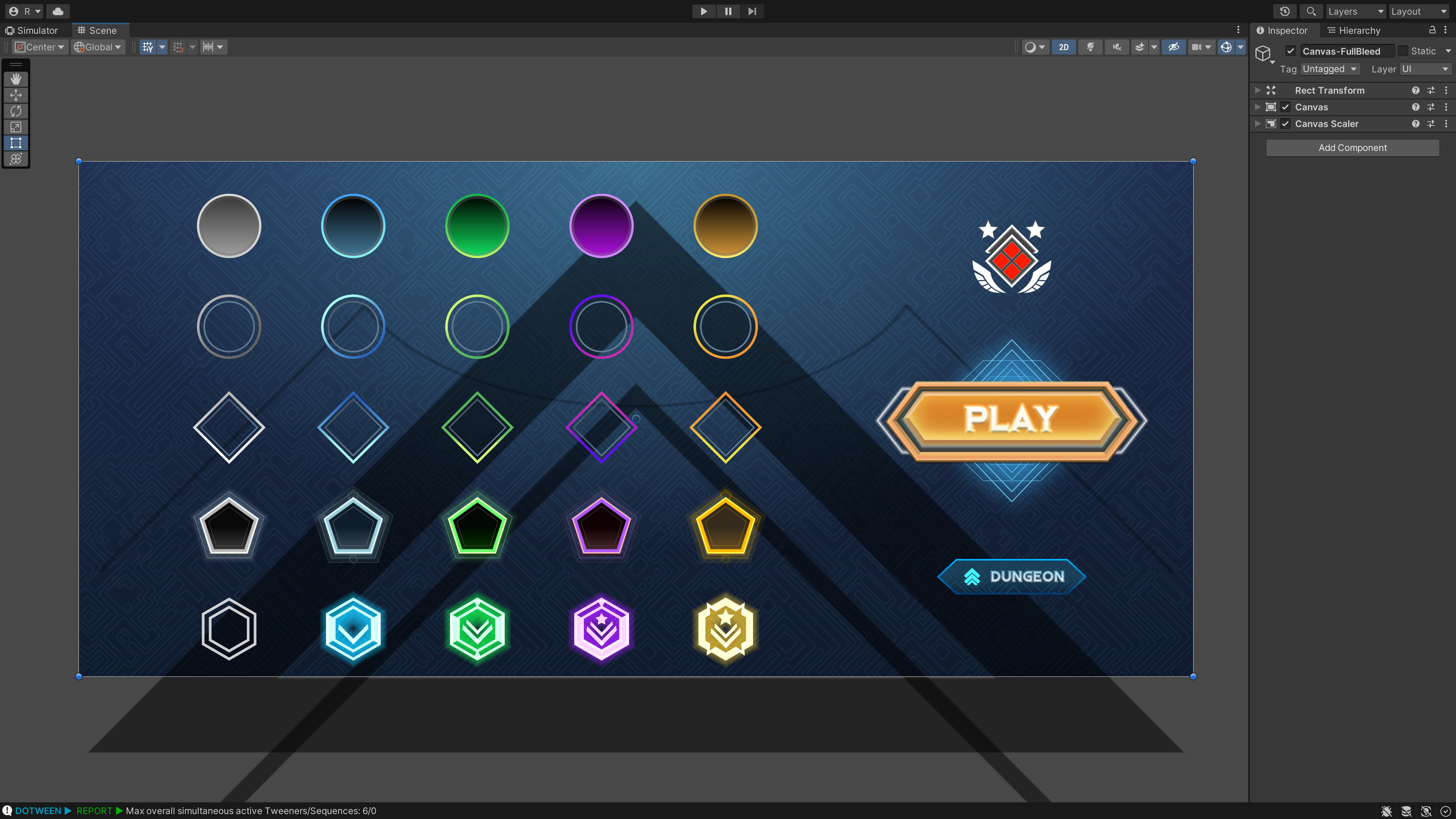 Translated Figma designs into Unity elements. Buttons, frames, filigree etc.