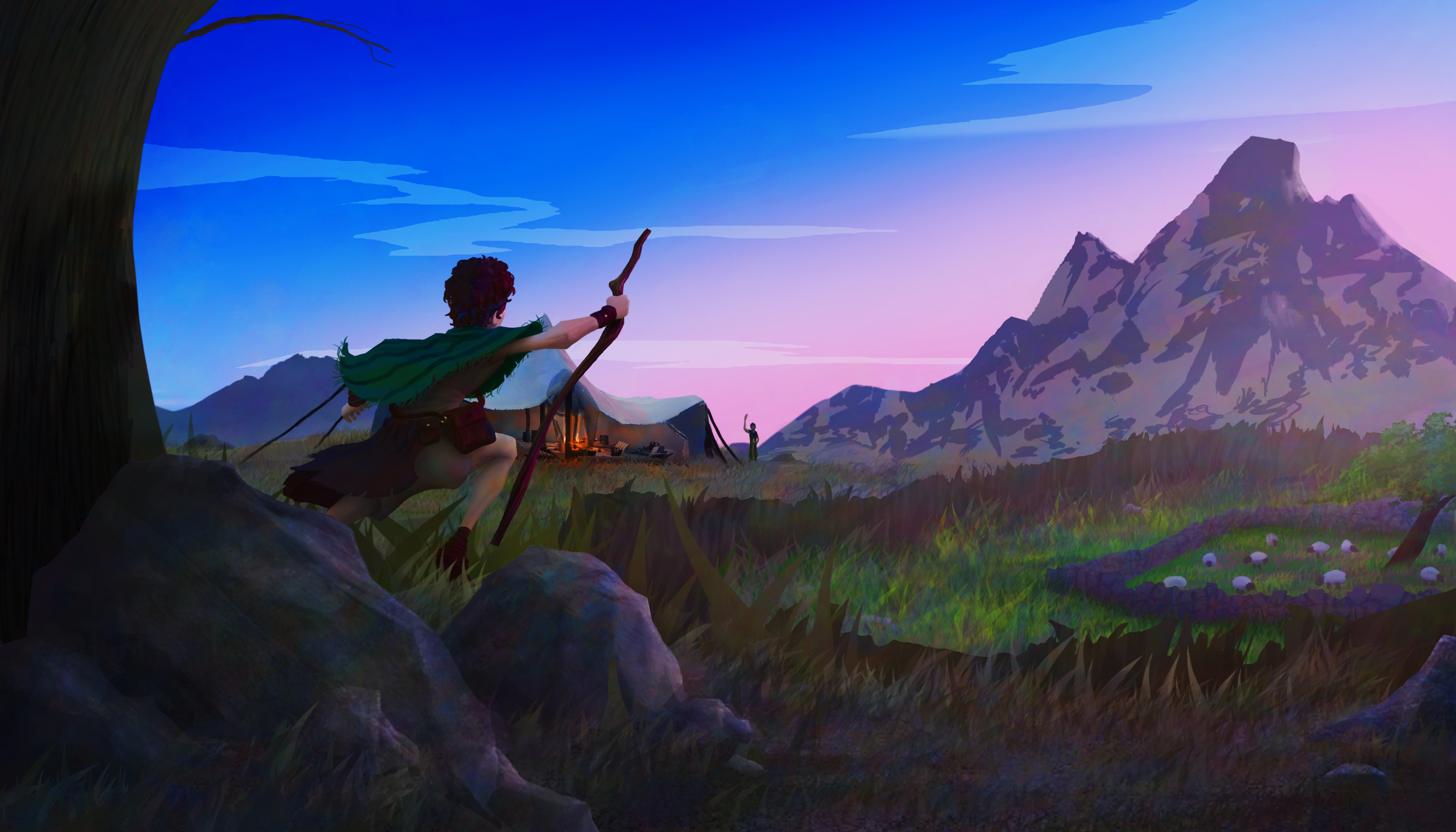 Early morning screenshot from cinematic I made for the game. 