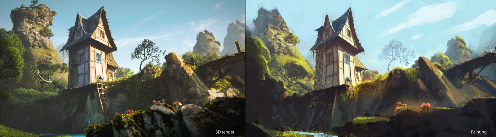 Render vs painting