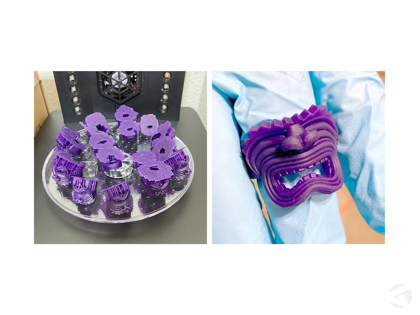 UV curing the 3D prints.