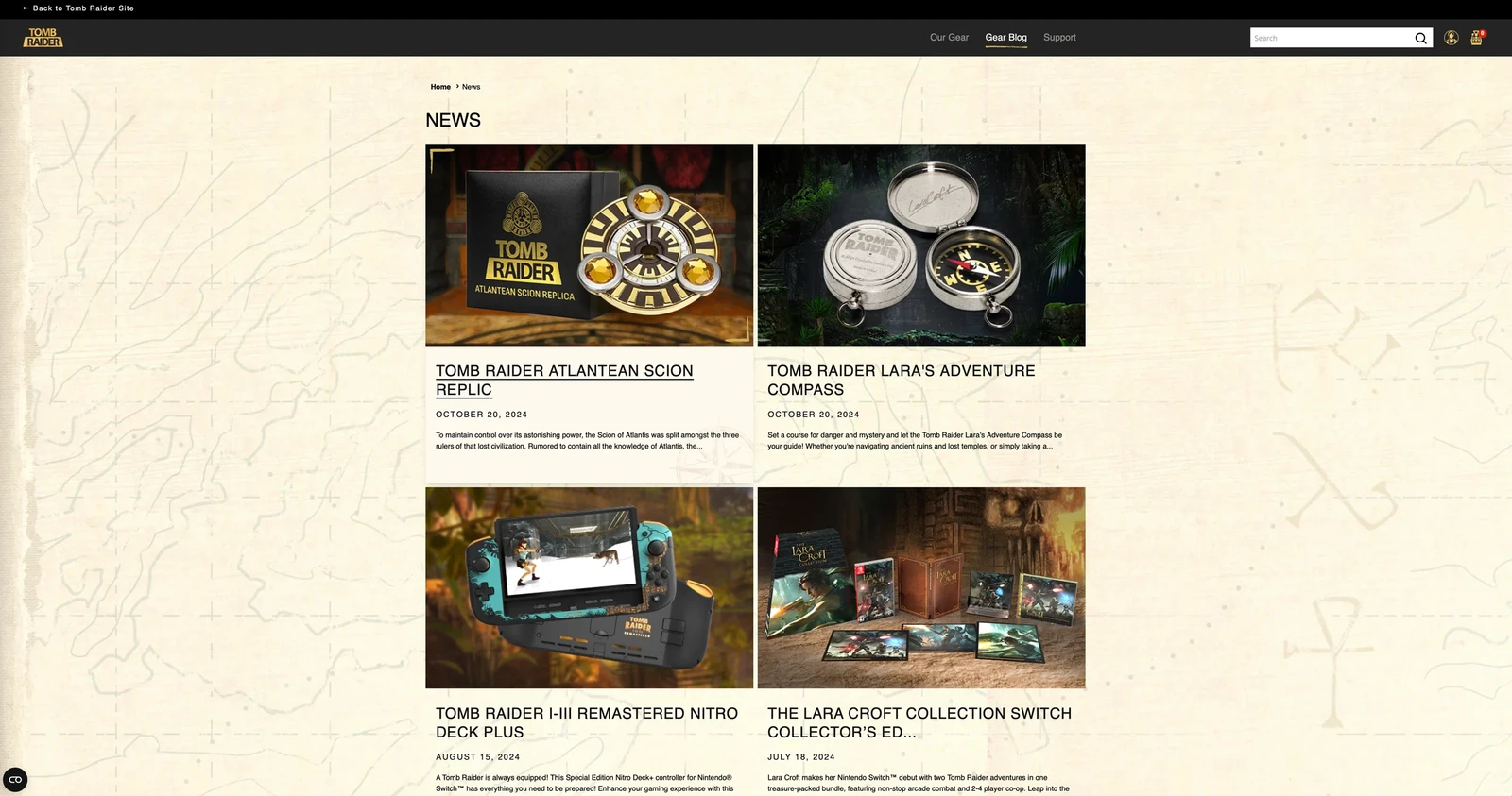 Main Franchise Landing Page also has access to the merch store.