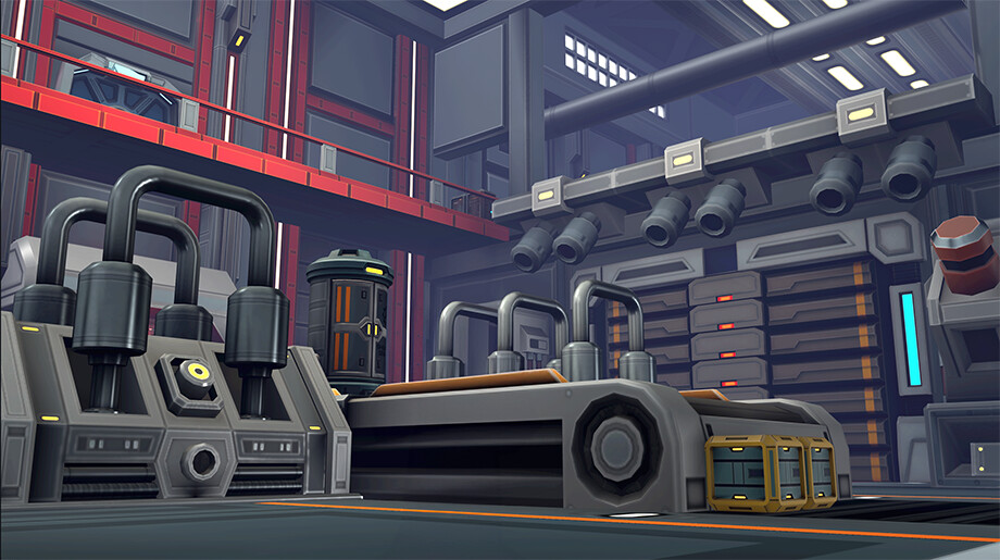 Robot Raiders later environment. I art directed, though this level was primarily made by our lead environment artist (I contributed some prop assets for the level).