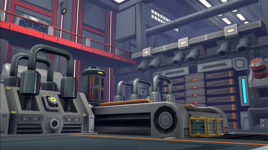 Robot Raiders later environment. I art directed, though this level was primarily made by our lead environment artist (I contributed some prop assets for the level).