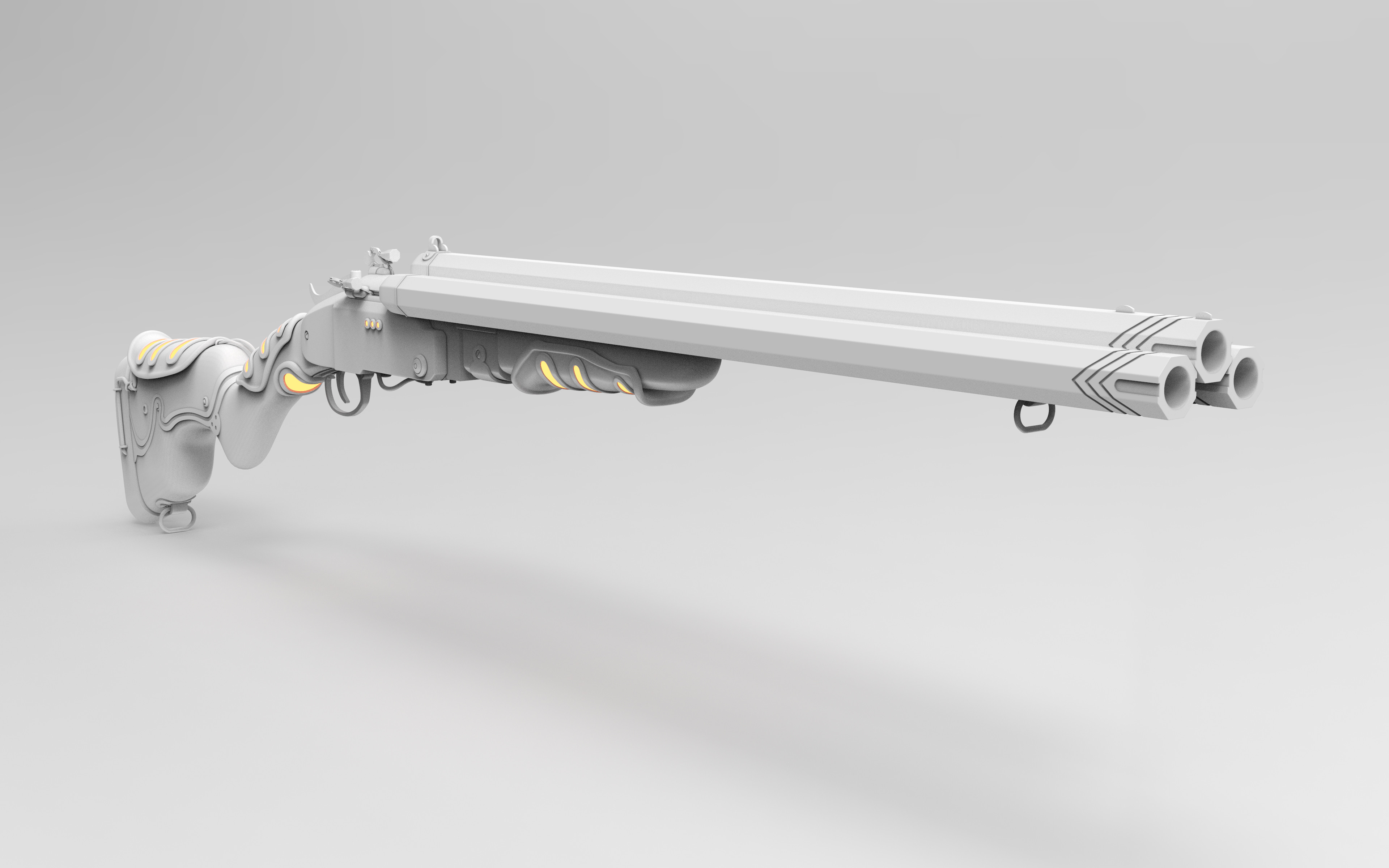 Triple Barrel Shotgun High Poly Front Right