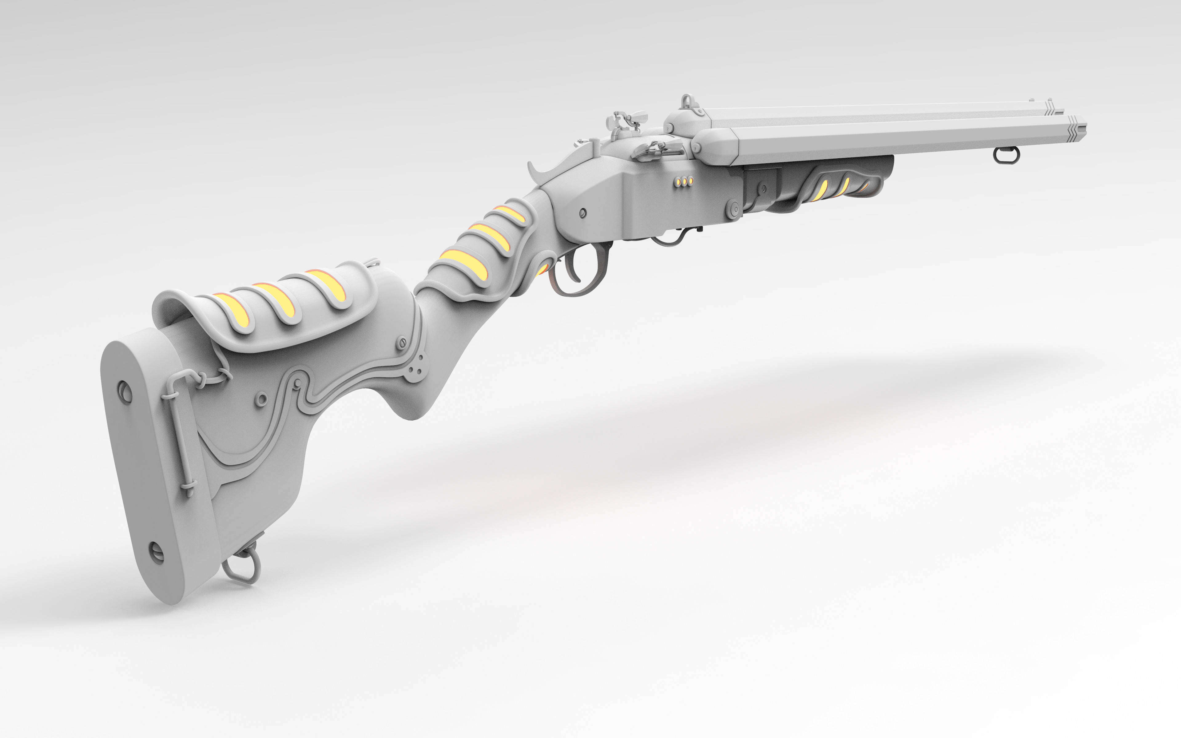 Triple Barrel Shotgun High Poly Rear Right