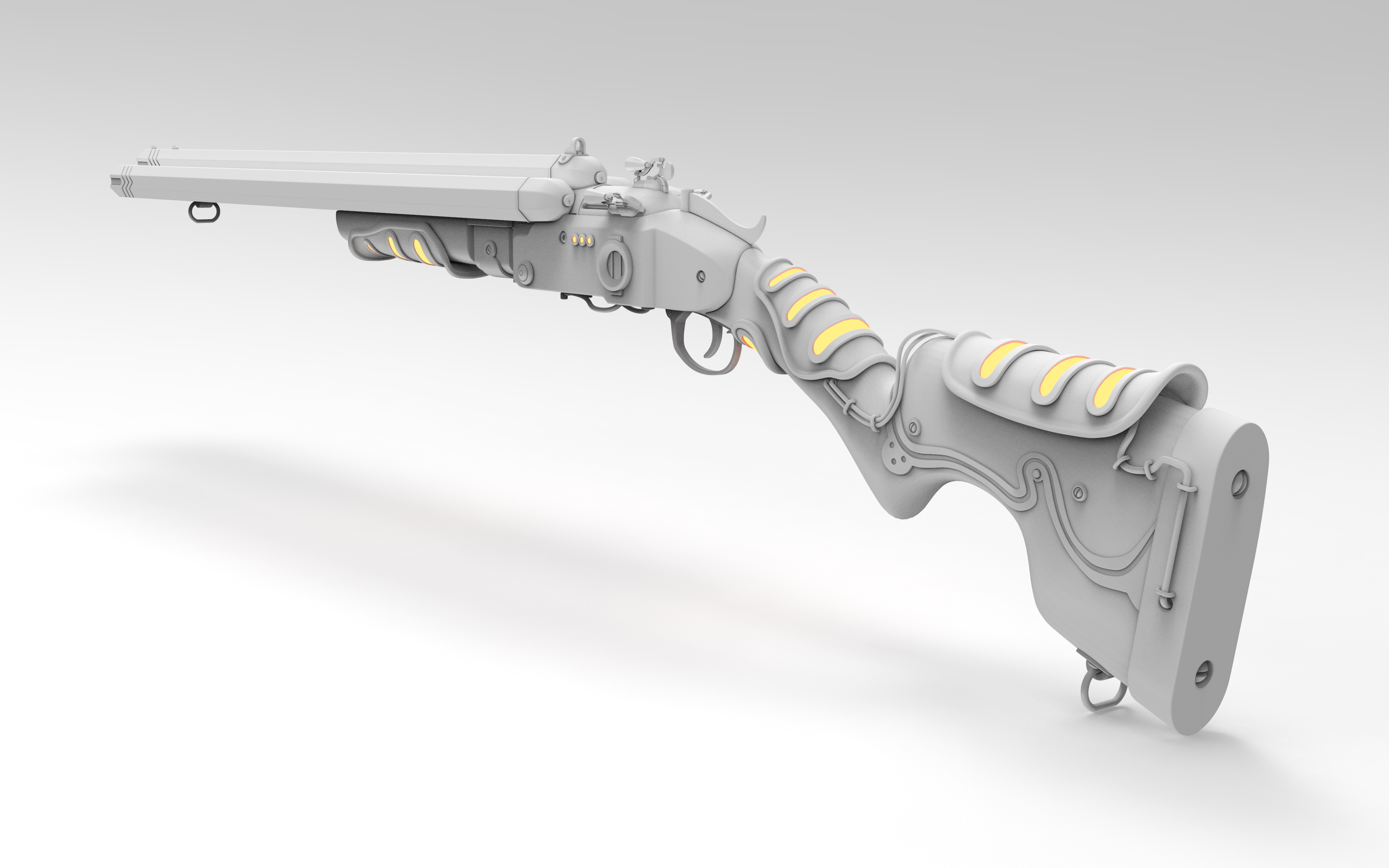 Triple Barrel Shotgun High Poly Rear Left