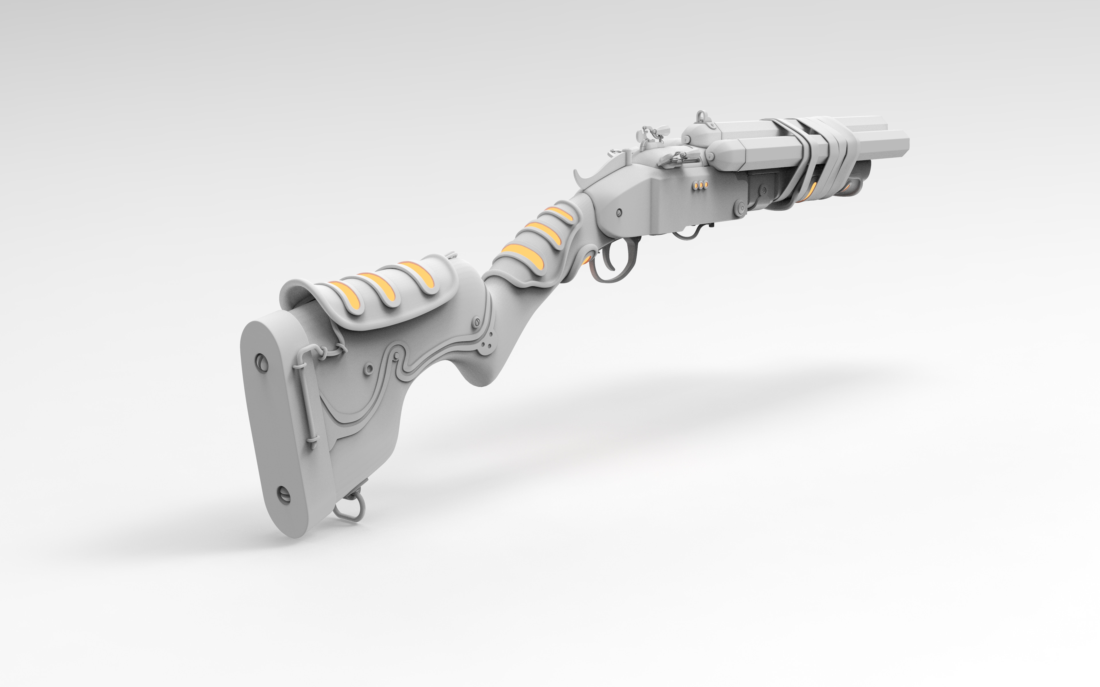 Triple Barrel Shotgun Sawed-Off Mod High Poly Rear Right