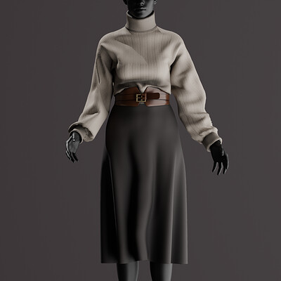 Study - Sweater & Skirt (Marvelous designer & Blender)