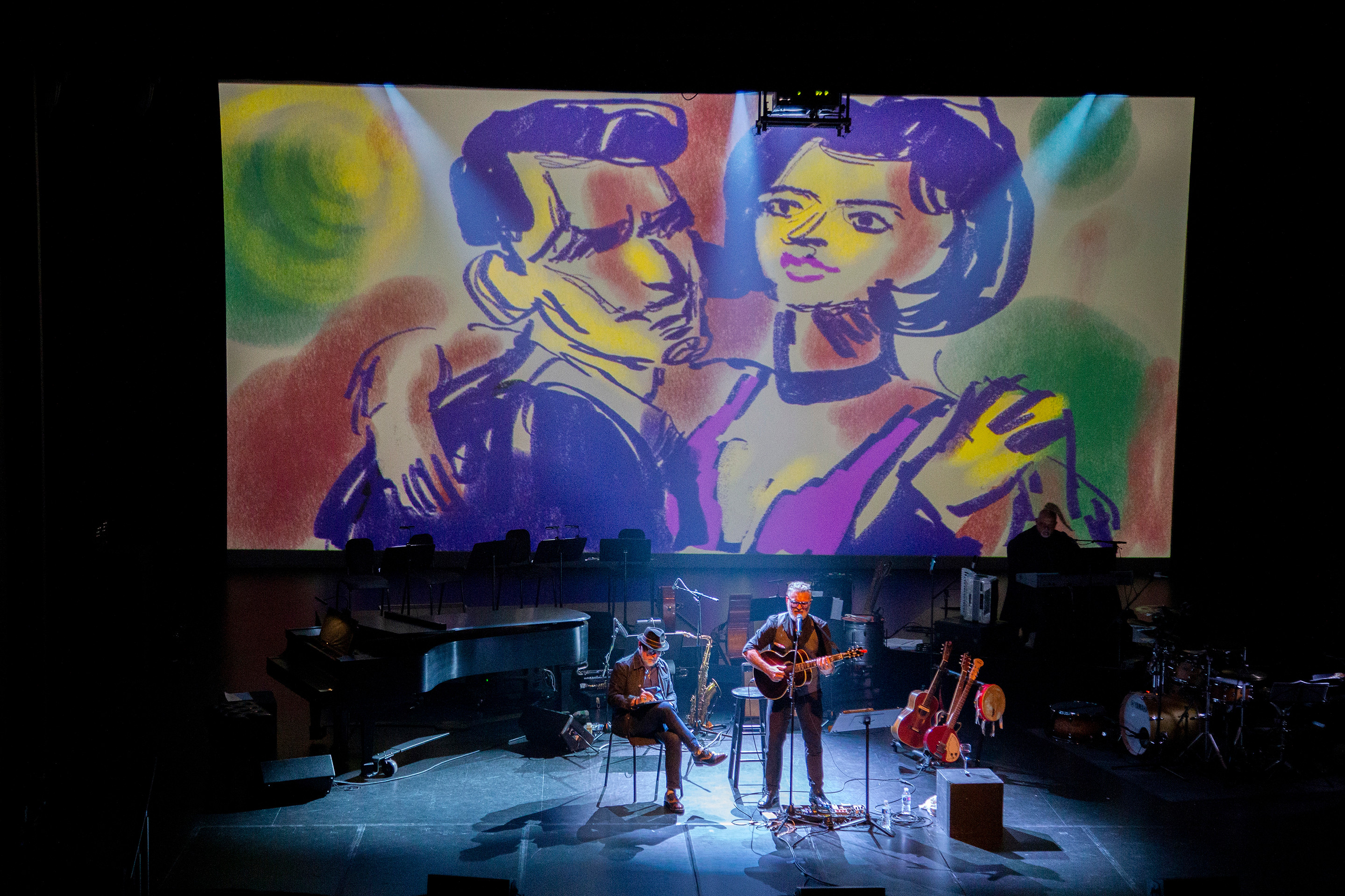 " DANCES IN MY MIND" Live painting at the FLATO MARKHAM THEATRE with Musical arts Dominic Mancuso and Vittorio Mezza. January 19, 2024.