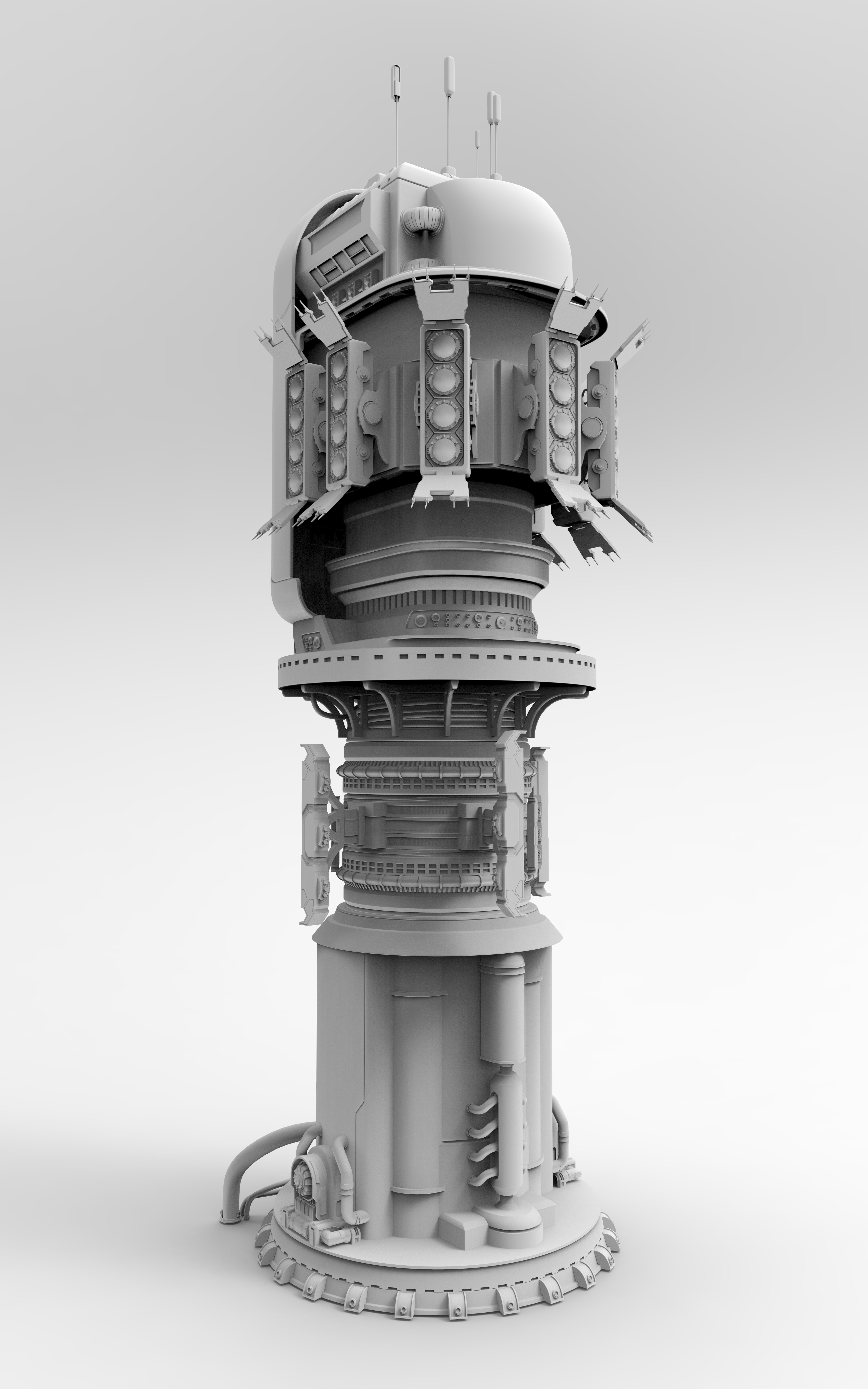 Communication Tower High Poly Front Right