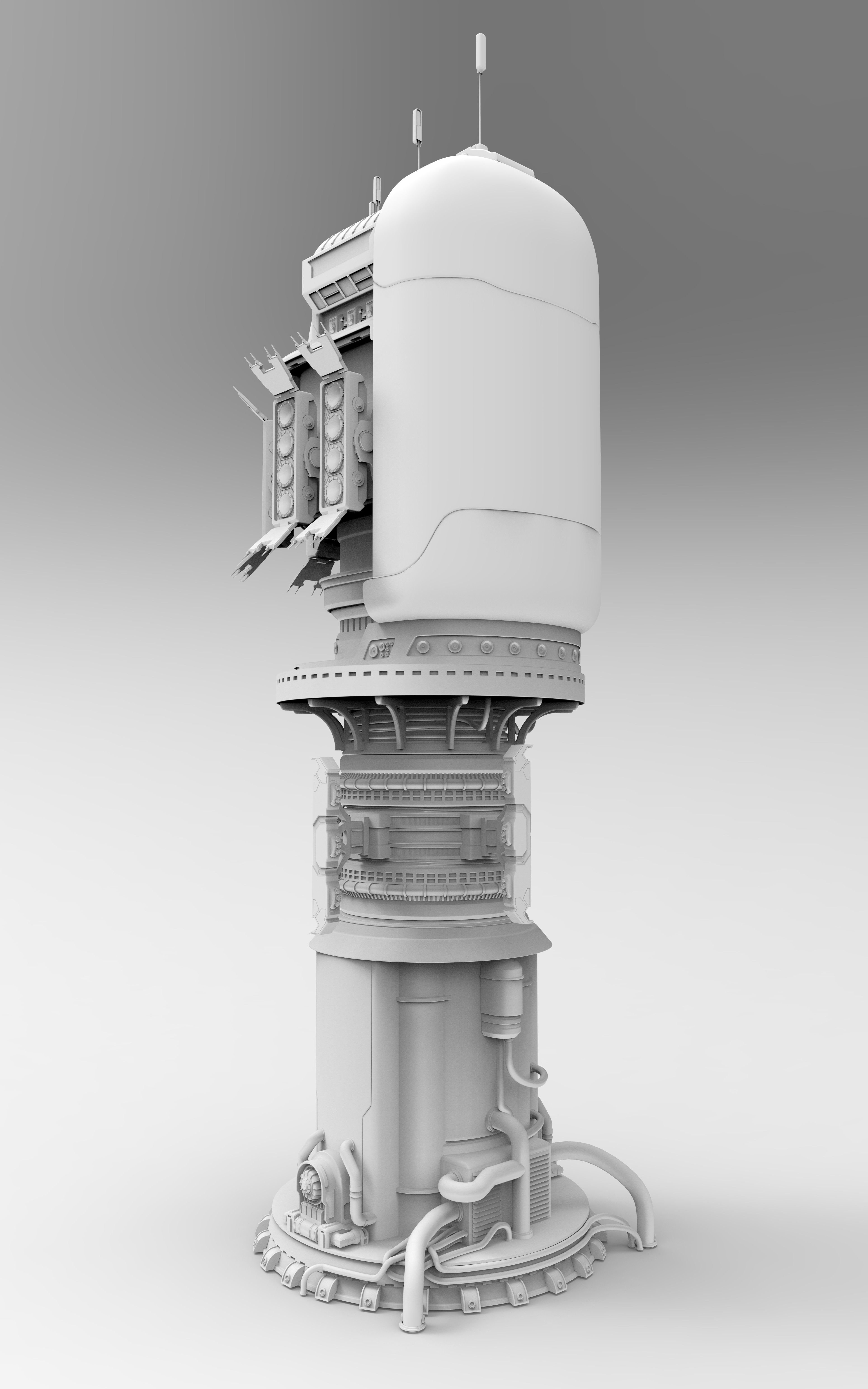 Communication Tower High Poly Rear Left