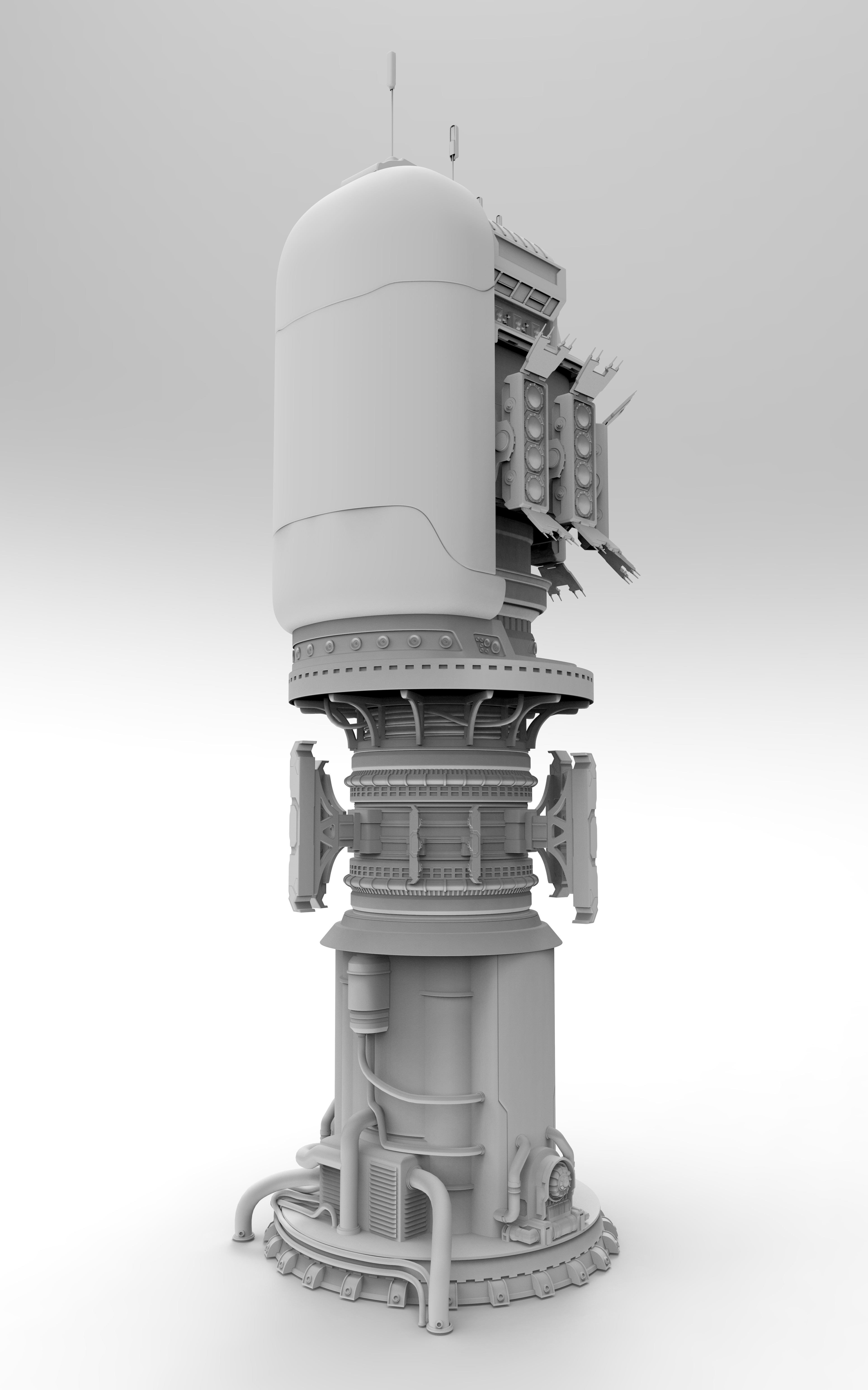 Communication Tower High Poly Rear Right