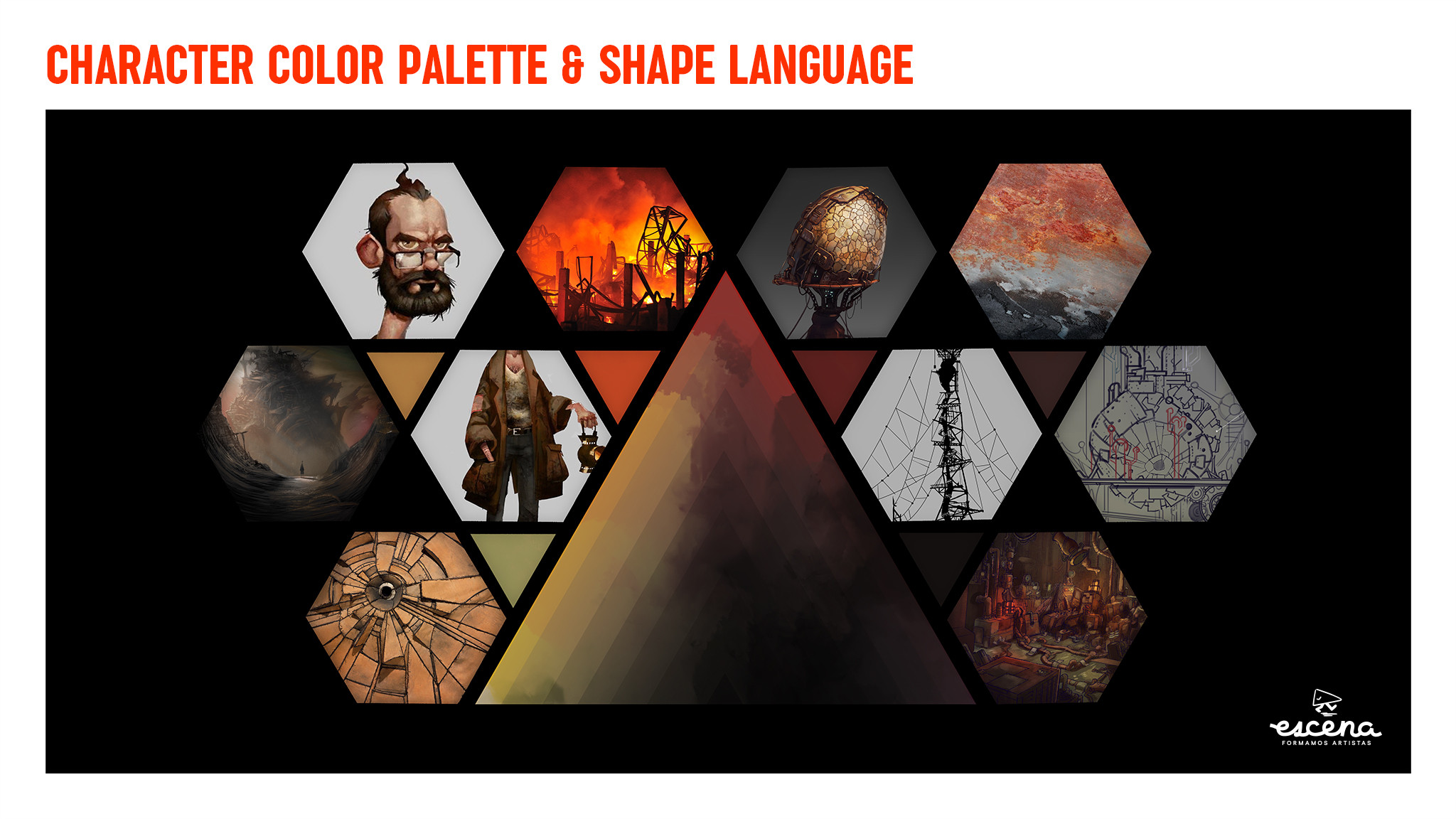 We designed Ricardo out of sterner angles and painted him in colors revolving around combustion and oxide. His coat is meant to look like a rocket, draped over a wiry and unstable frame, much like the lighthouse that represents his life’s work.