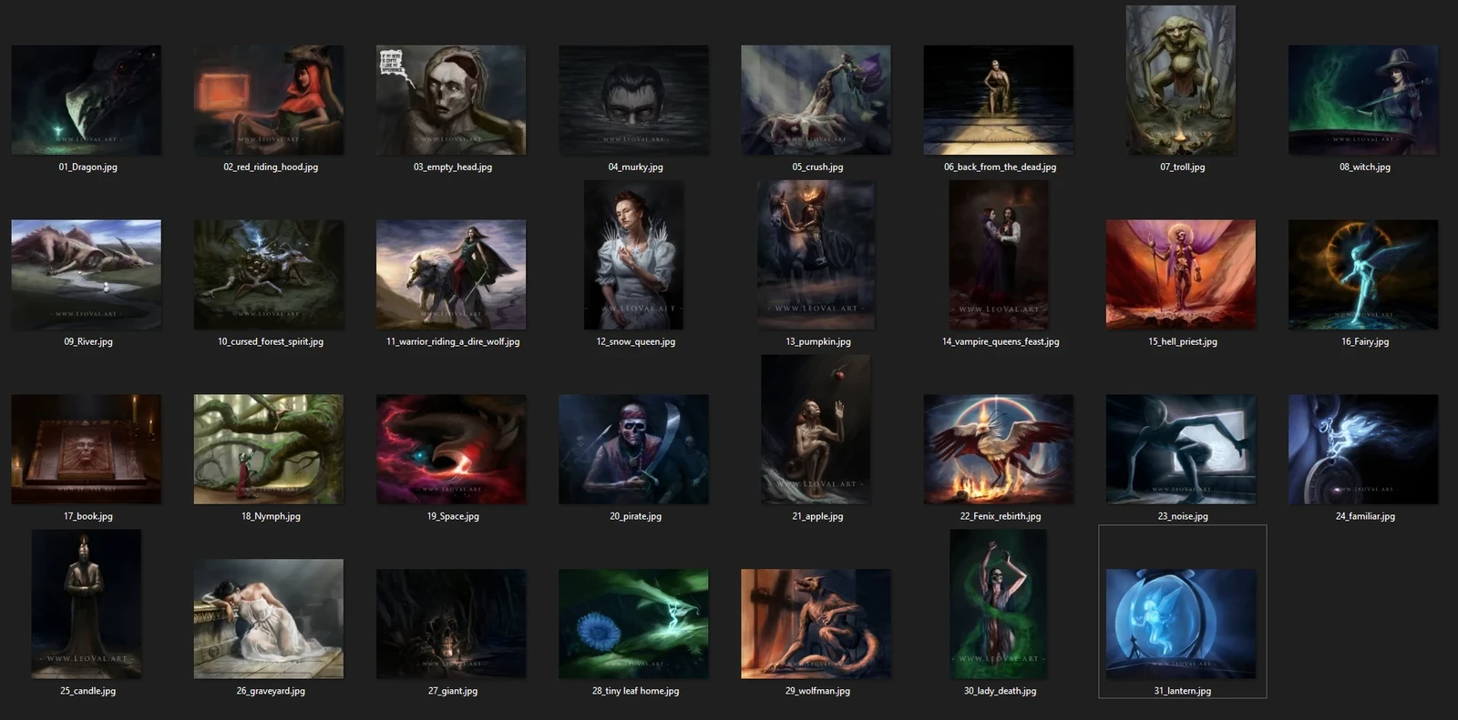 All 31 sketches in my folder view.