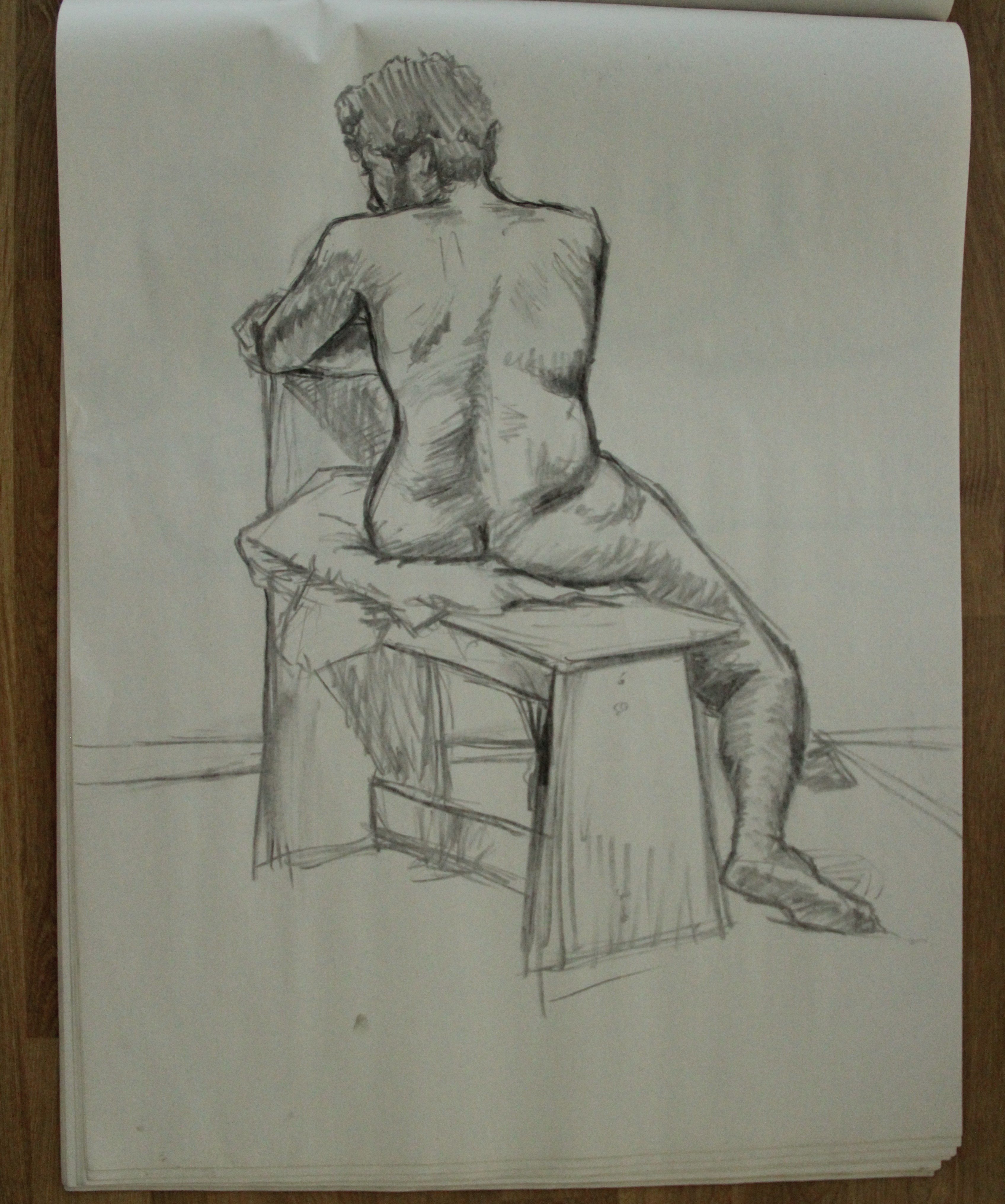 newsprint, vine charcoal