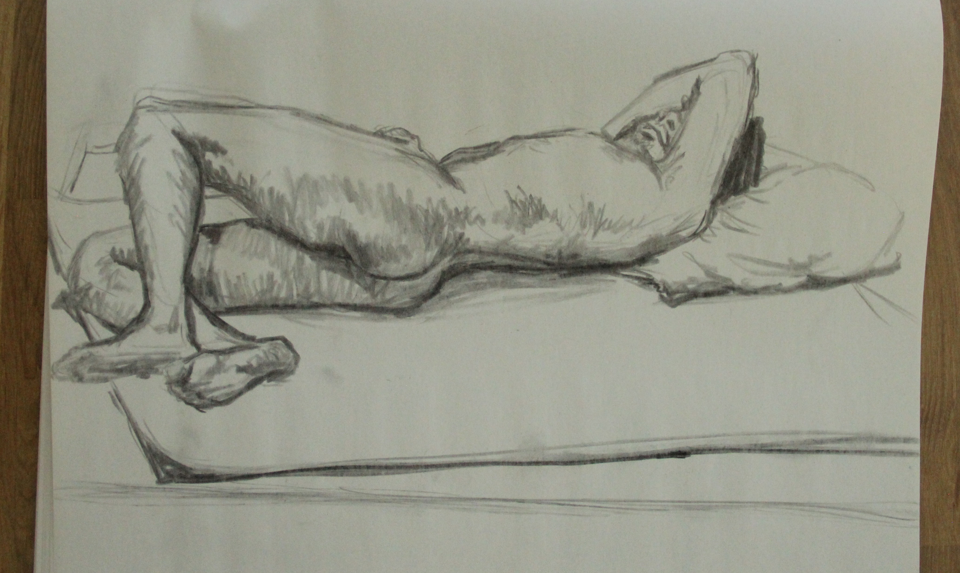 newsprint, vine charcoal