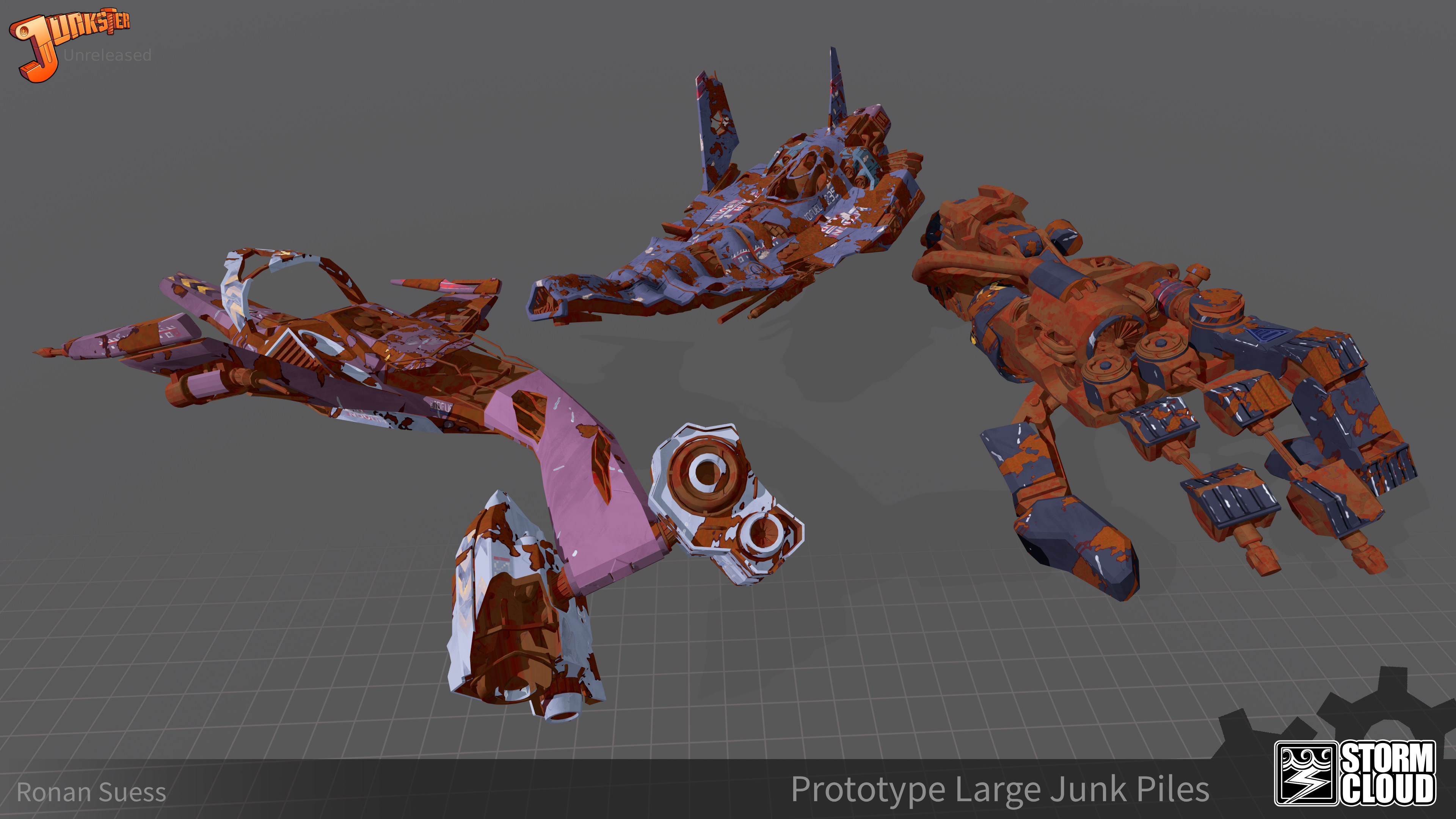 All 3 large junk pile prototype models.
