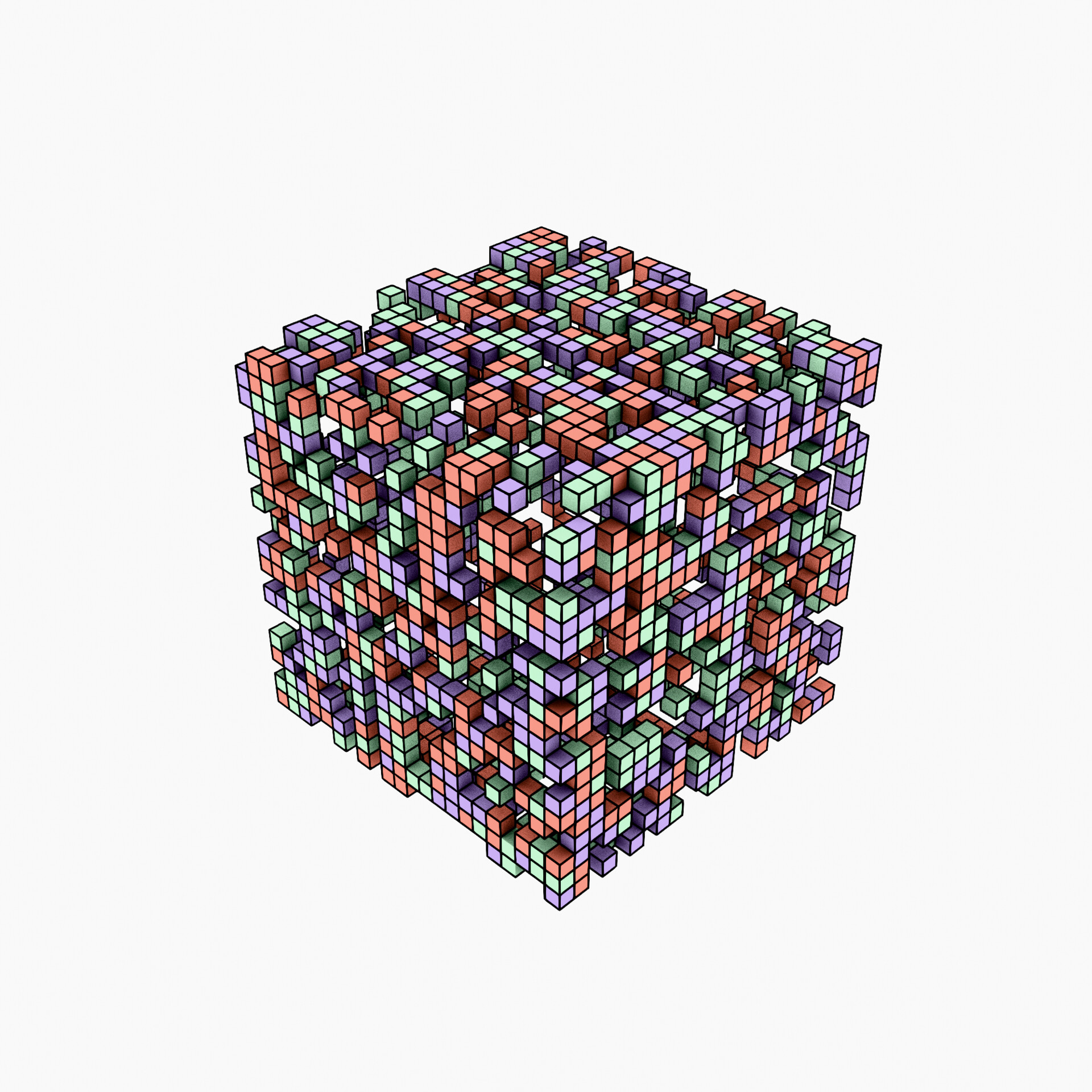 Soft pastel cubes floating in an airy formation evoking a calm digital breeze